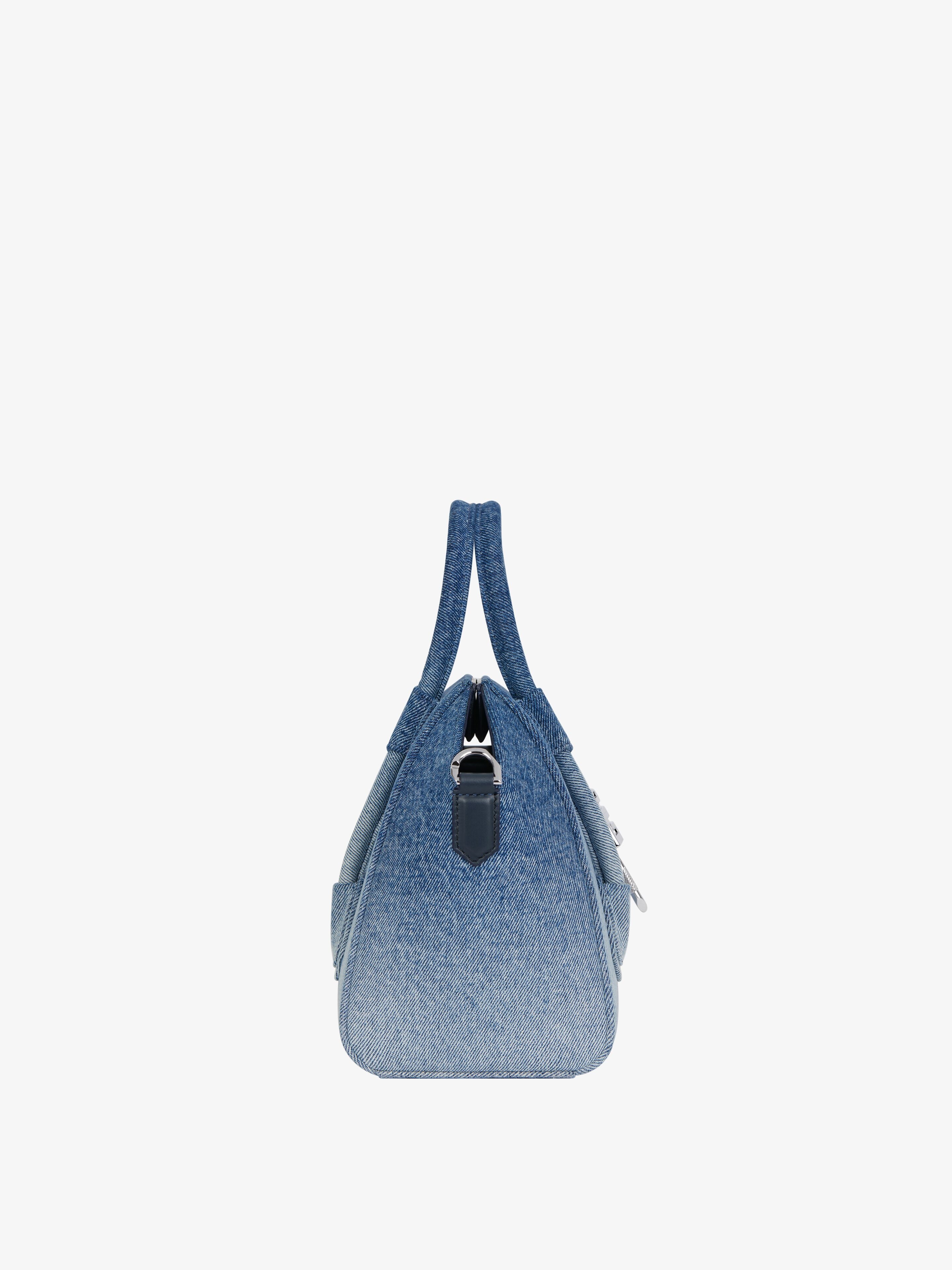 MINI ANTIGONA LOCK BAG IN GRADIENT DENIM - 3