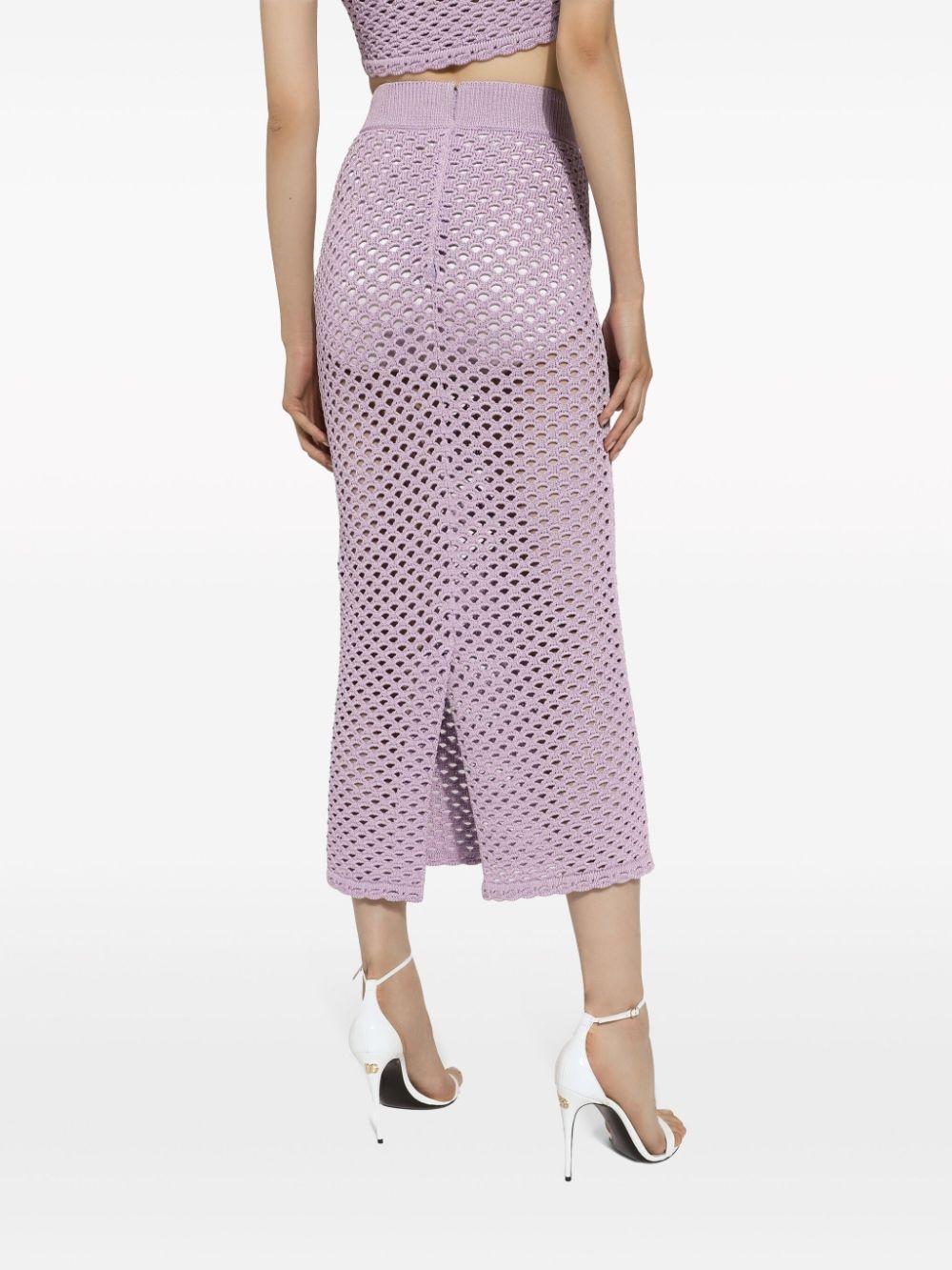 crochet-knit high-waist skirt - 5
