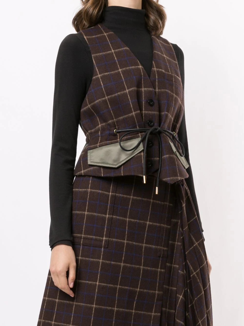 plaid print waistcoat - 3