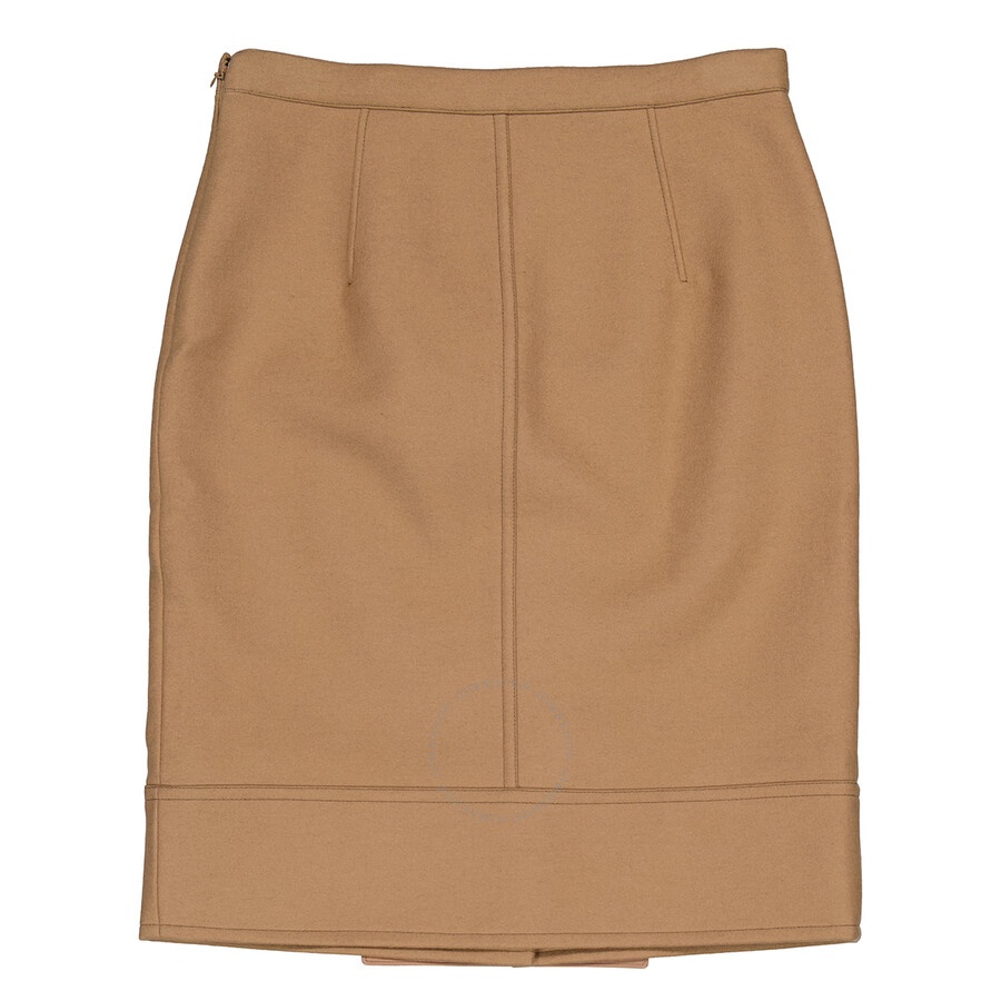 Burberry Camel Wool Cashmere Button Panel Detail A-line Skirt - 2