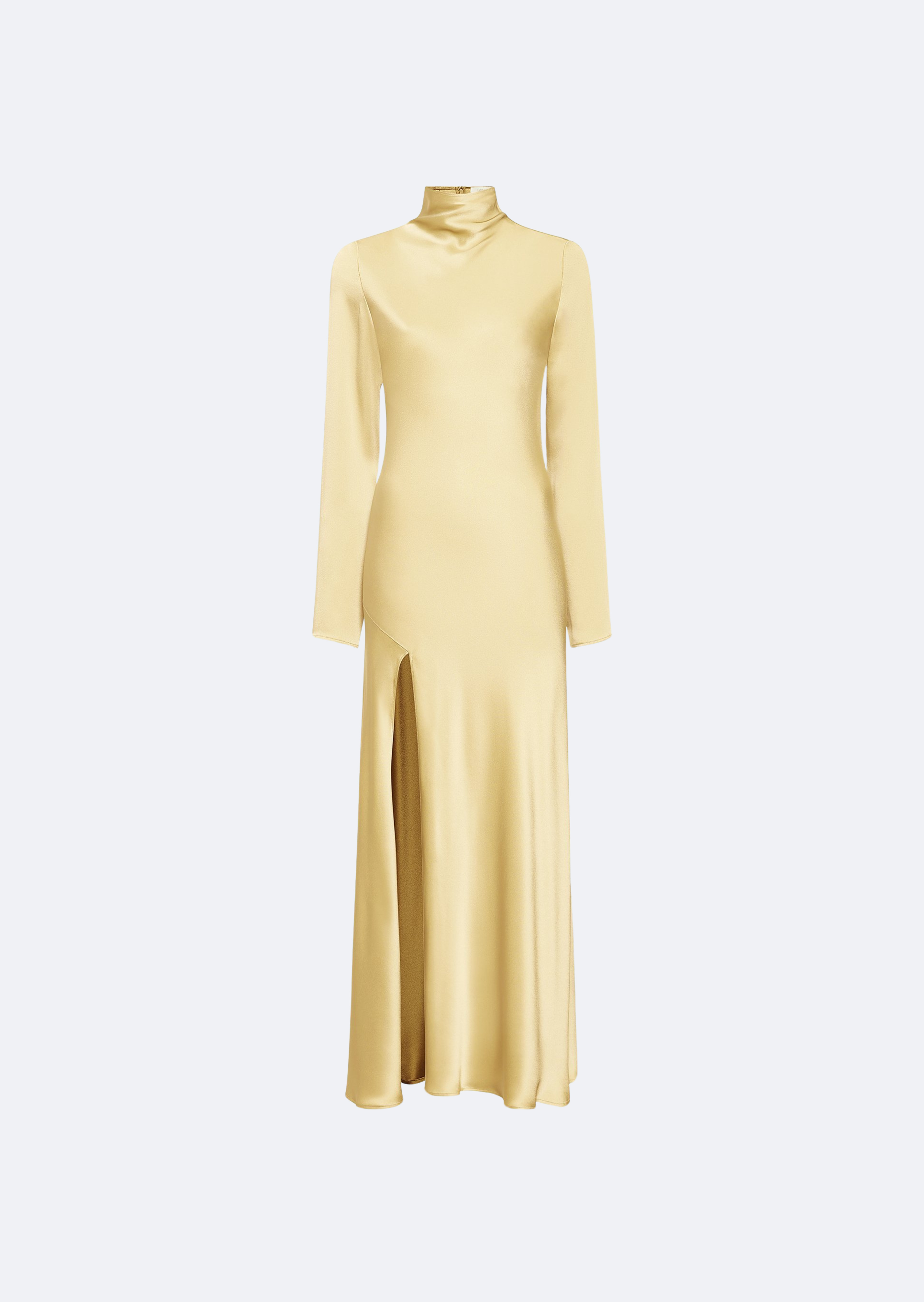 Satin Bias Dress With Slit - 2