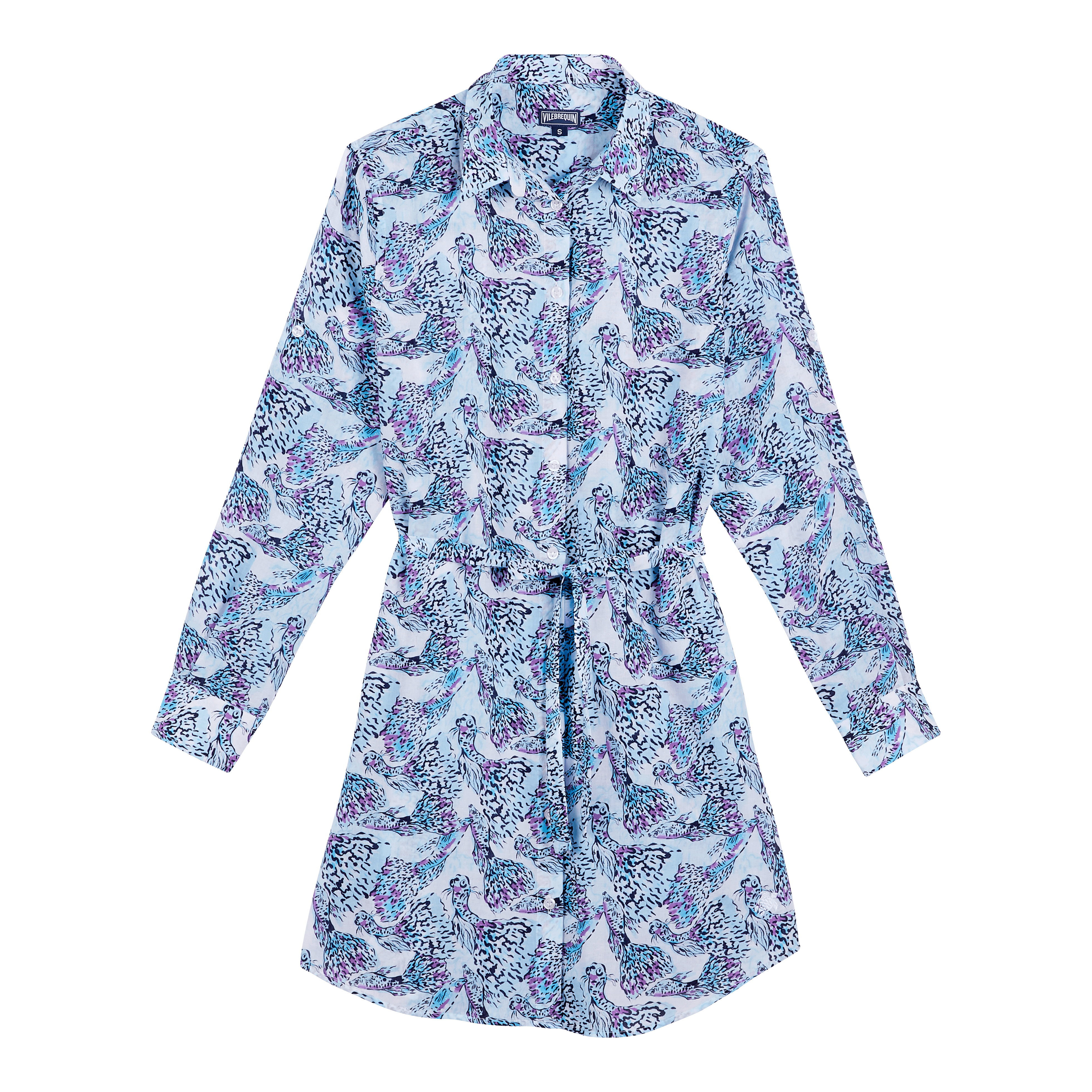 Women Cotton Voile Shirt Dress Isadora Fish - 1