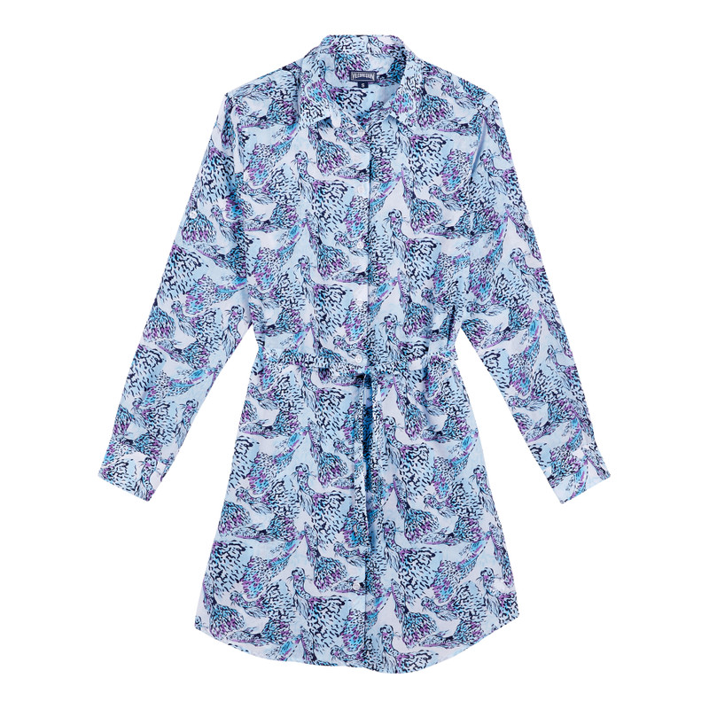 Women Cotton Voile Shirt Dress Isadora Fish 1