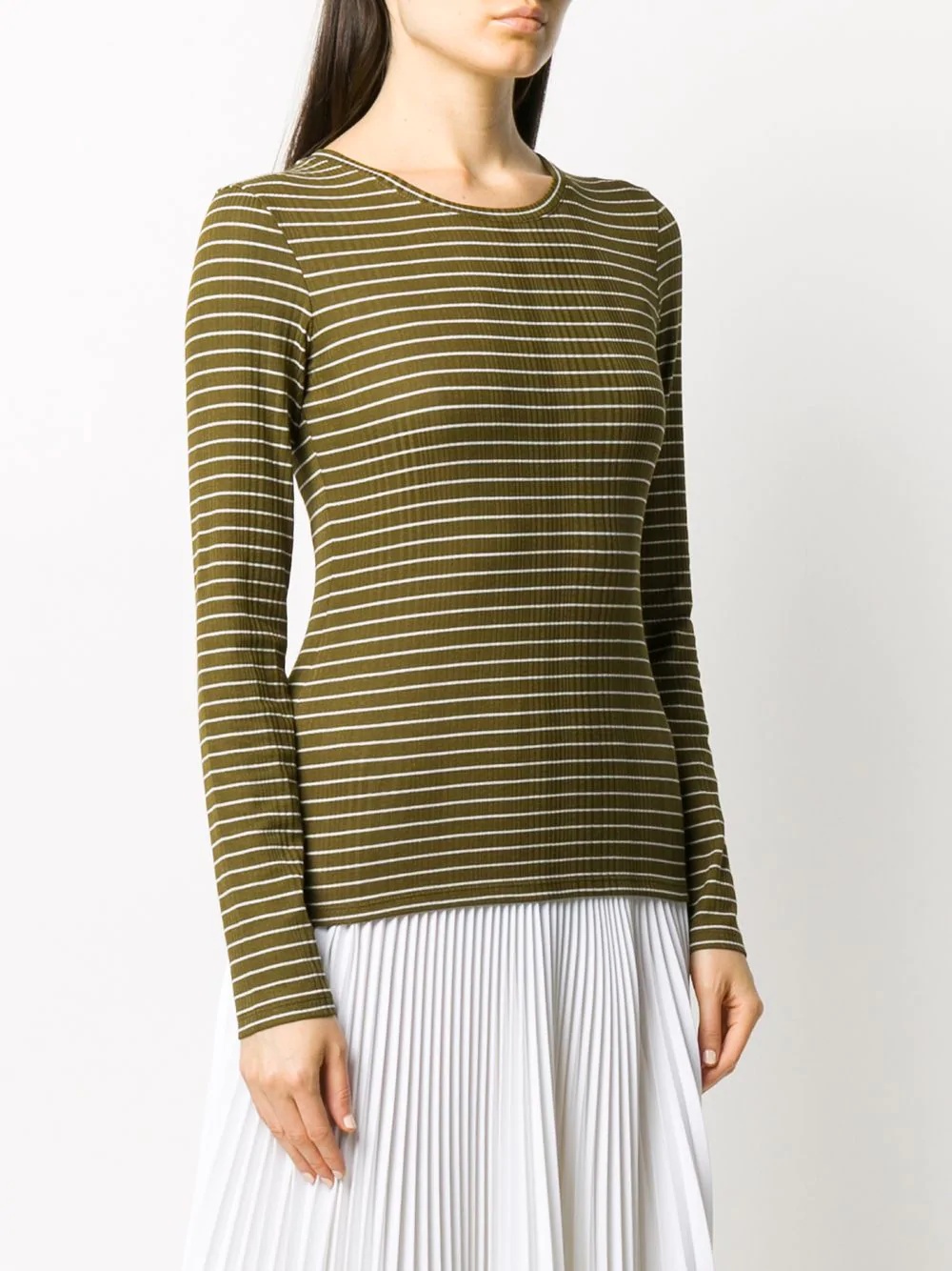 long sleeve striped print top - 3