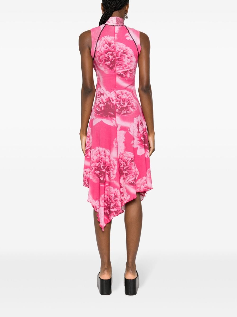 asymmetric floral-print midi dress - 4