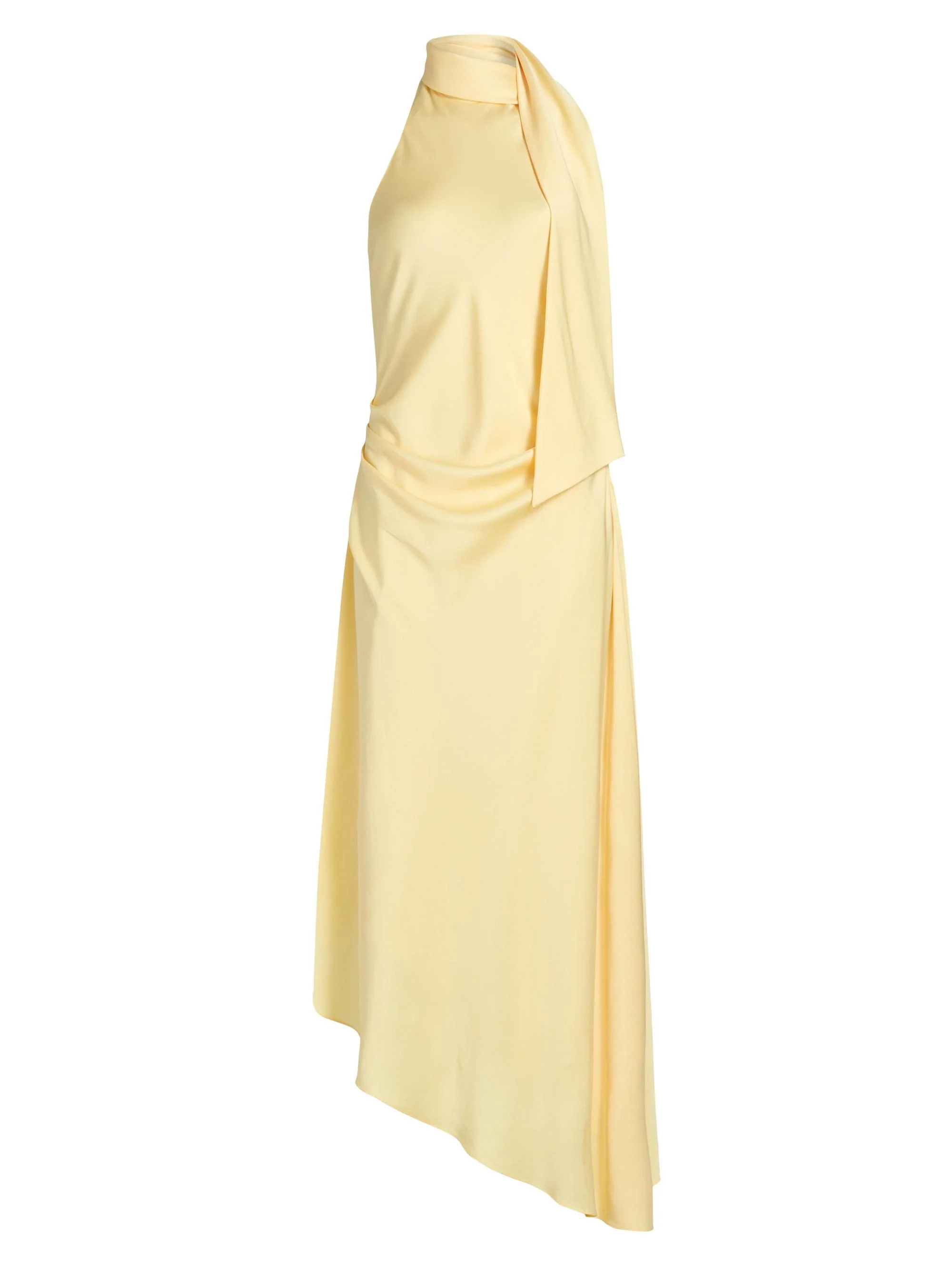 Women's Monica Asymmetric Satin Midi-Dress - Buttercream - 1