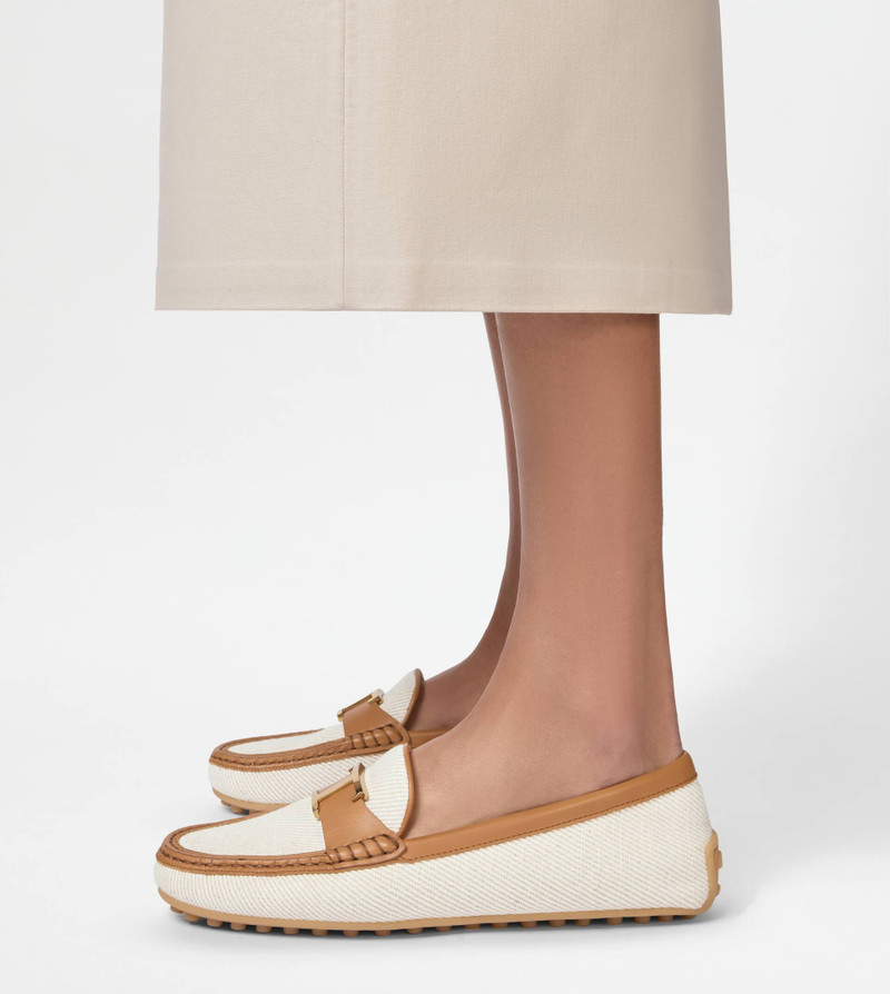Tod's CITY GOMMINO LOAFERS IN FABRIC AND LEATHER - WHITE, BROWN outlook
