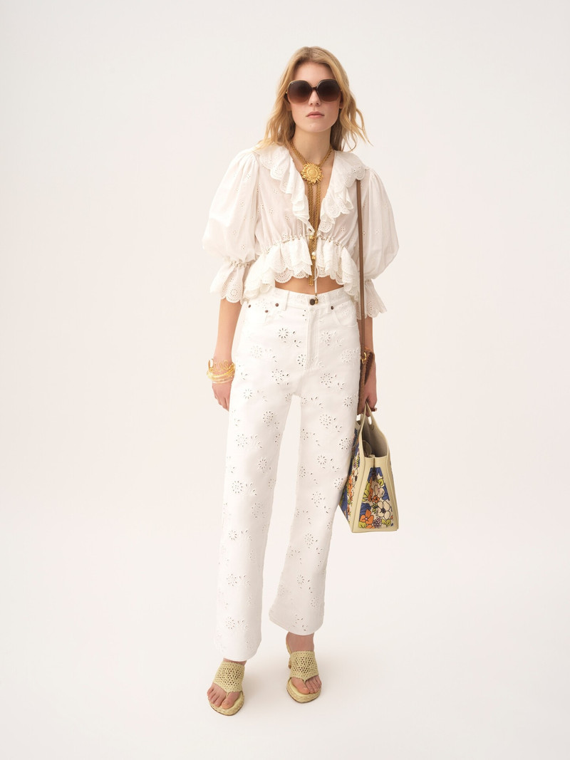 Chloé EMBROIDERED CROPPED JEANS IN DENIM outlook