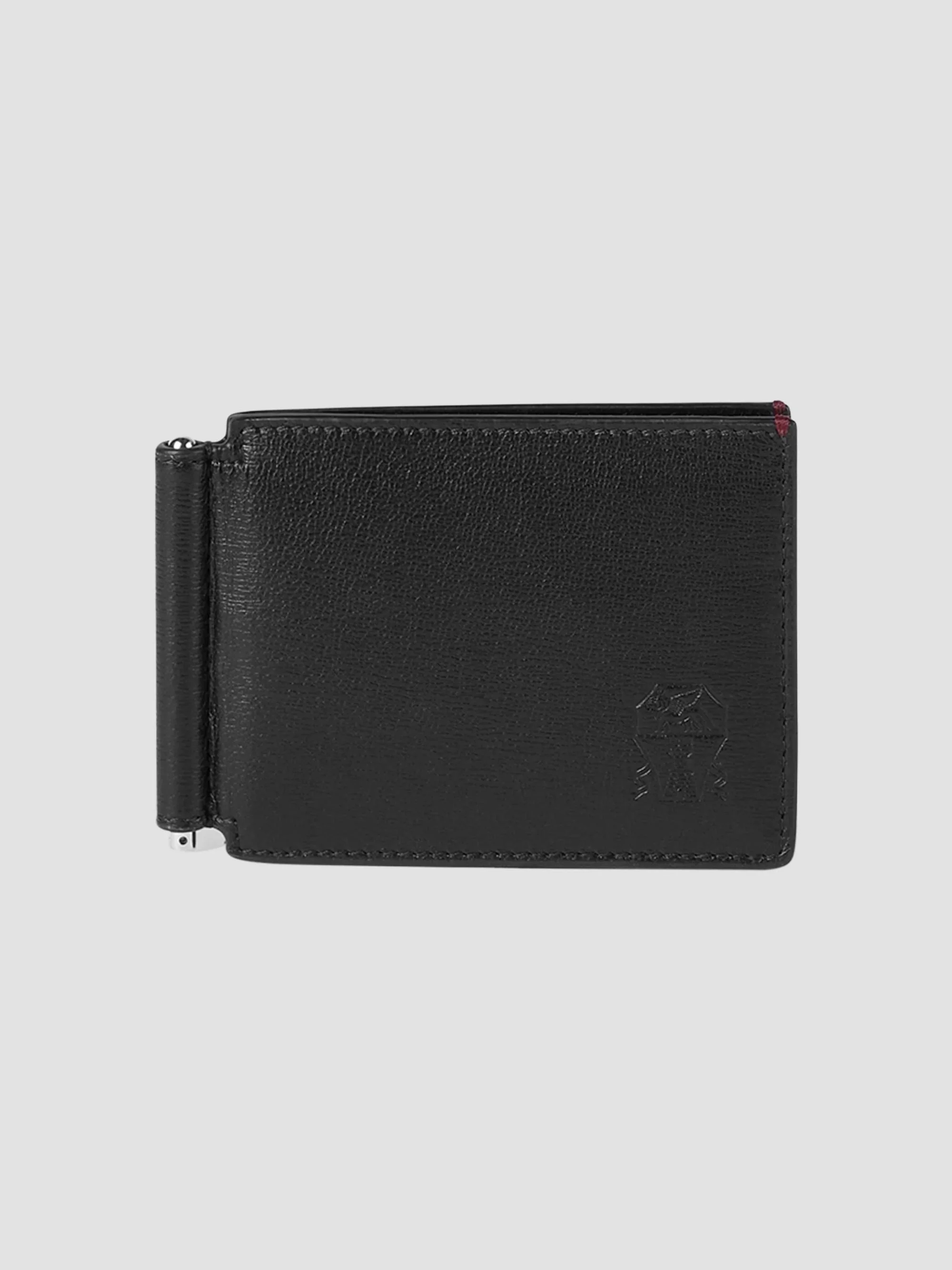 Men's Grained Leather Money Clip Wallet - Black - 1