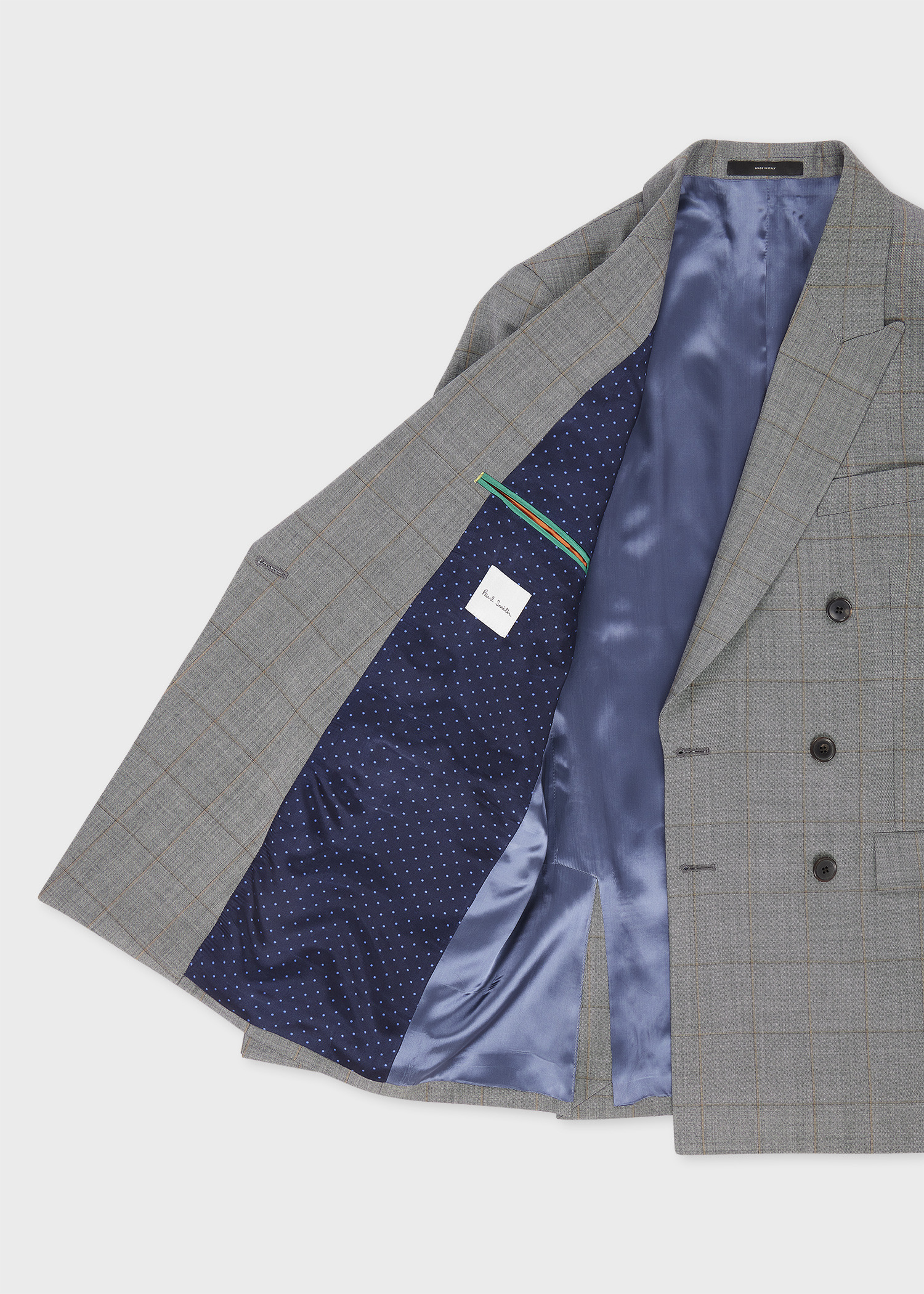 Grey Windowpane Check Wool Double-Breasted Suit - 4