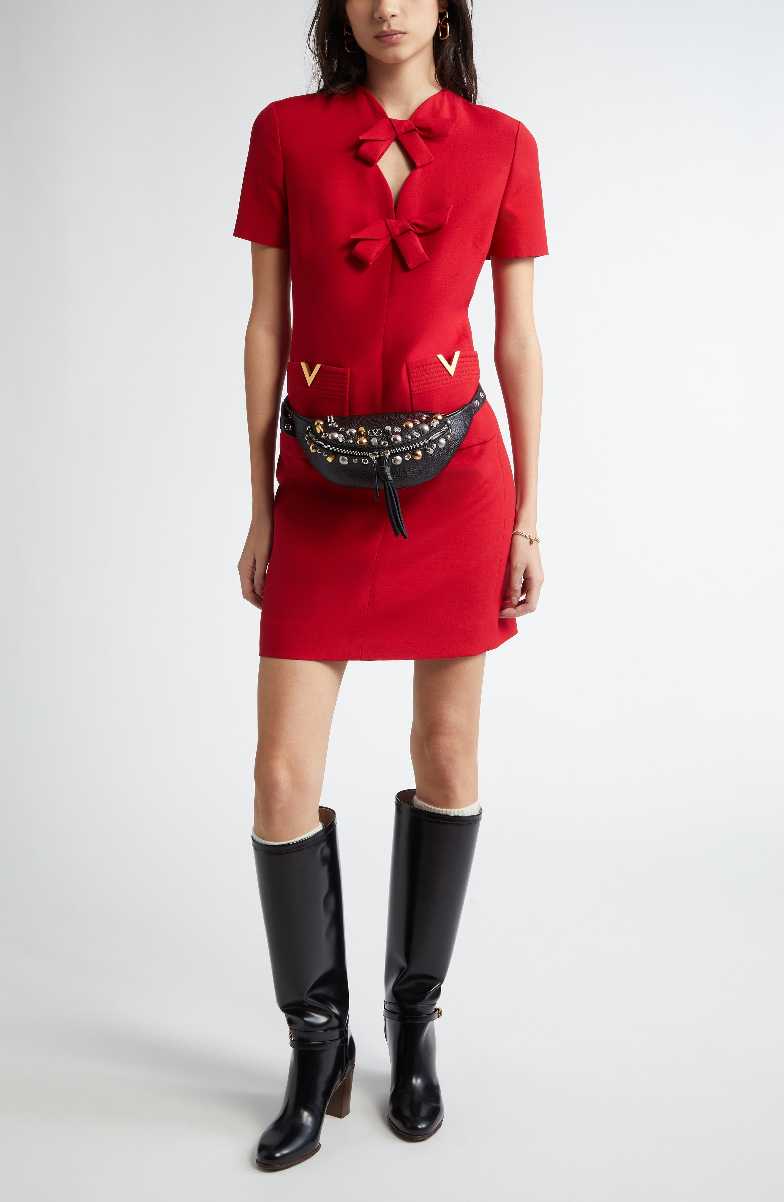 Valentino Garavani Bow Detail Crepe Couture Minidress in Paris at Nordstrom - 1