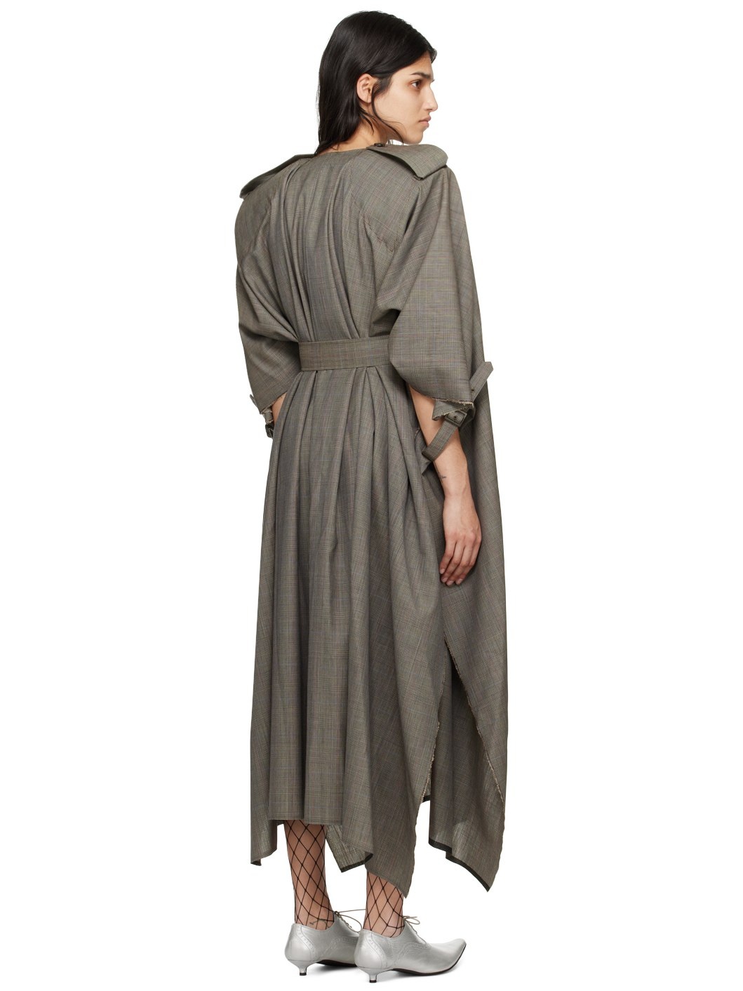 Gray Glencheck Trench Coat - 3