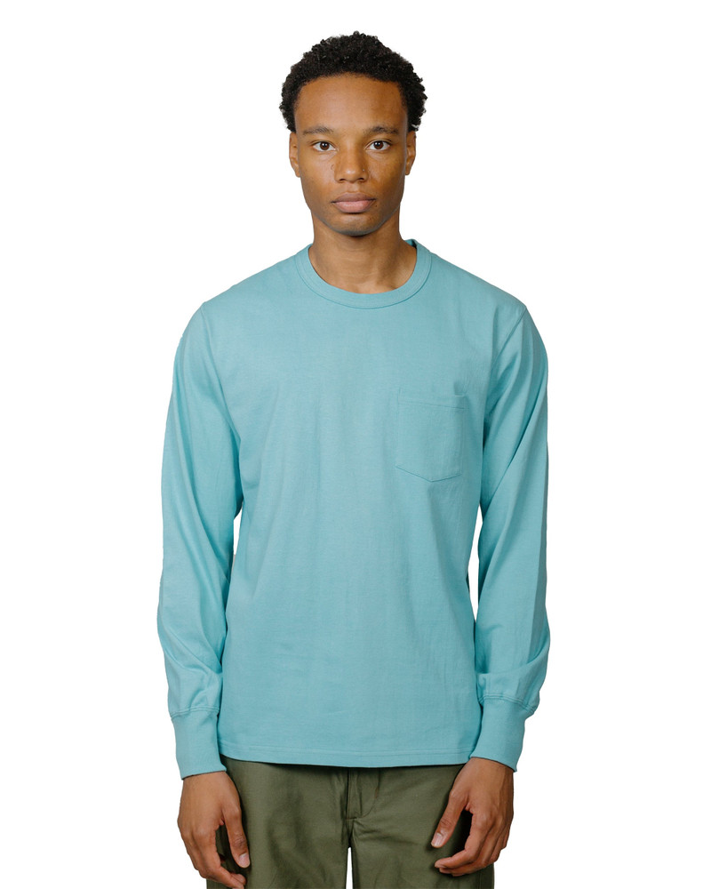 The Real McCoys MC24019 Pocket Tee L/S Teal outlook