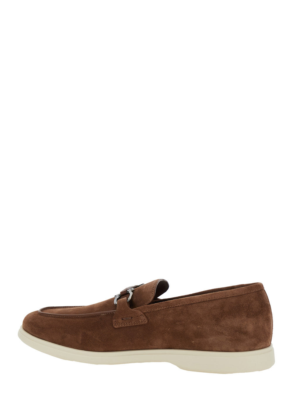 Ferragamo Men 'Cosimo' Brown Loafers With Metallic Hooks On The Front In Suede Man - 3