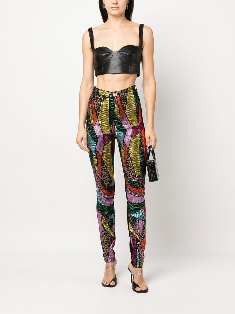 PHILIPP PLEIN Rainbow patchwork denim jeggings outlook