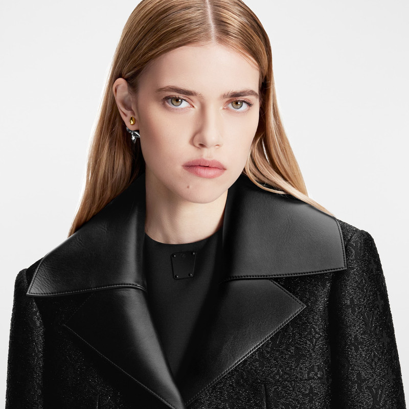 Leather Insert A-Line Glitter Coat 4