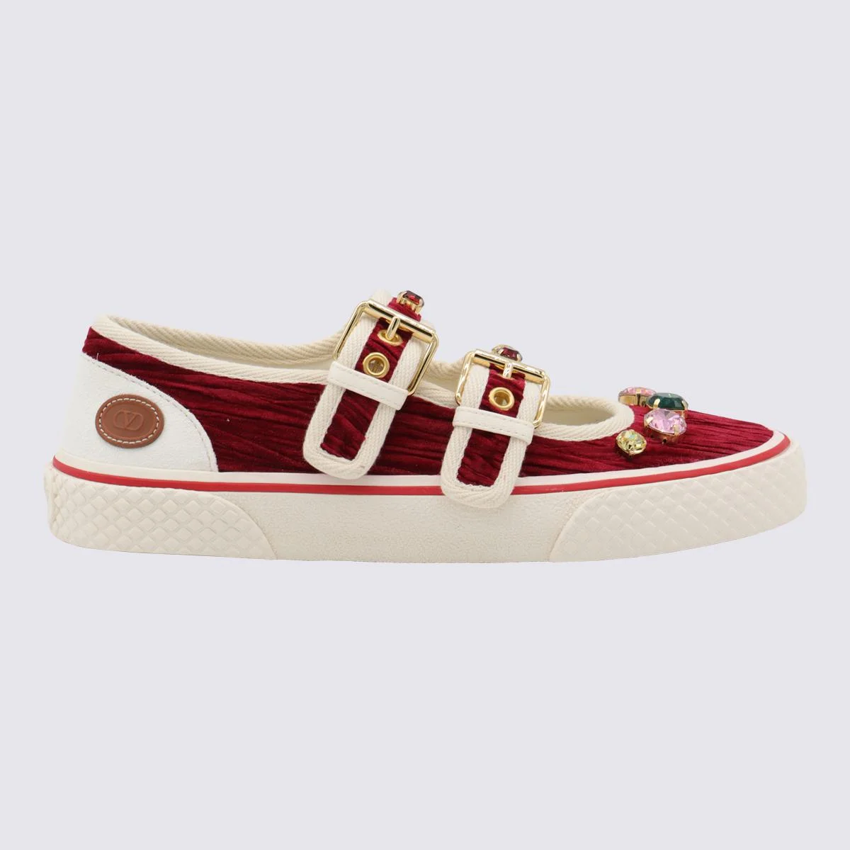 Valentino Garavani Burgundy And White Leather Sneakers - 1