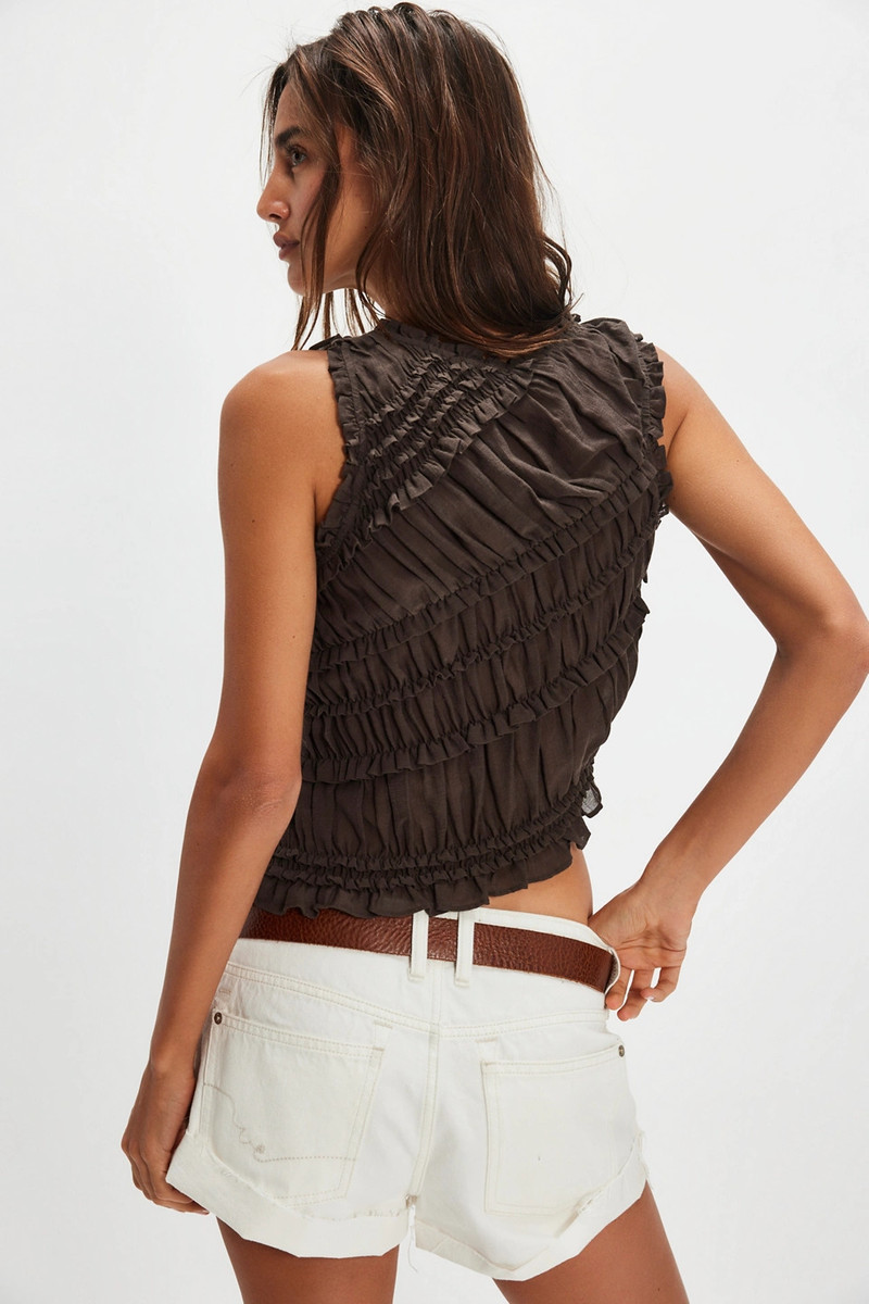 FREE PEOPLE Pink Sands Smocked Top outlook