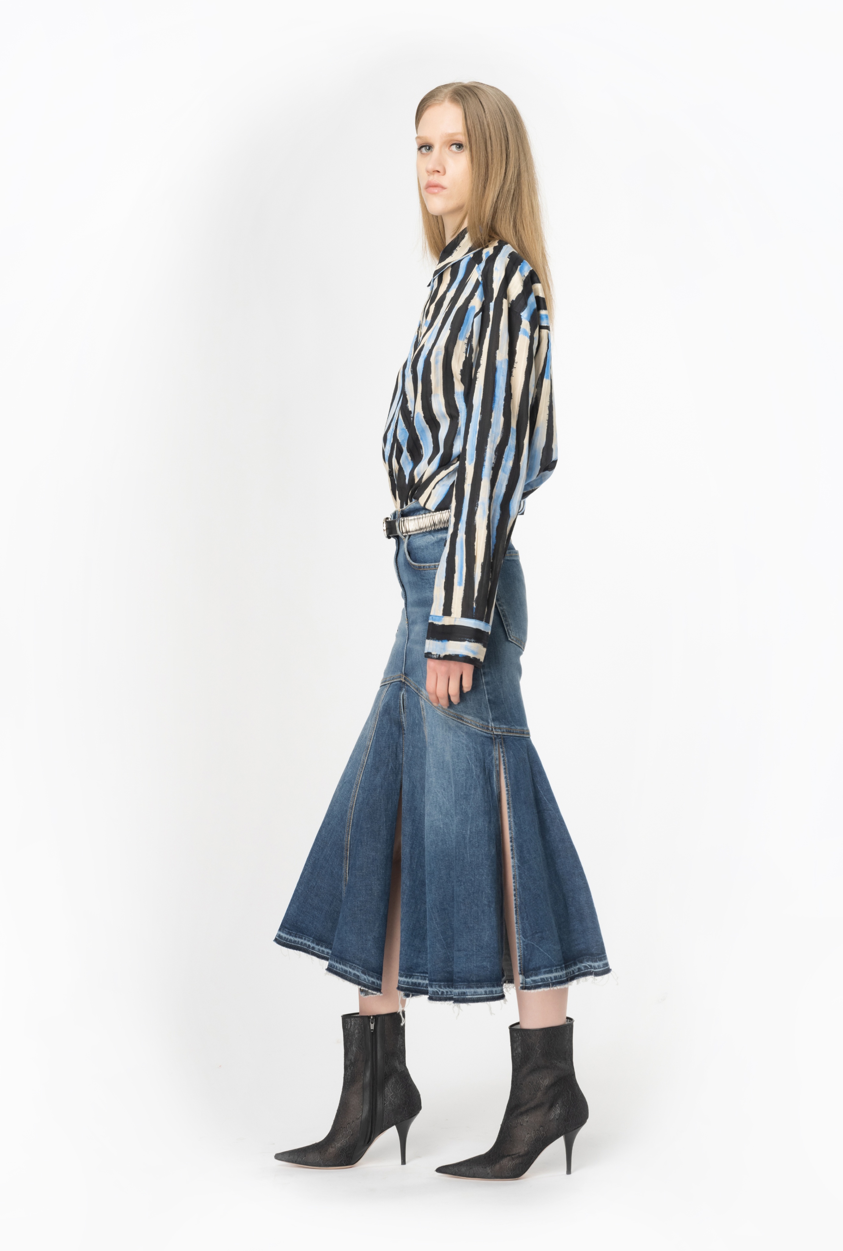 VINTAGE DENIM MIDI SKIRT - 3