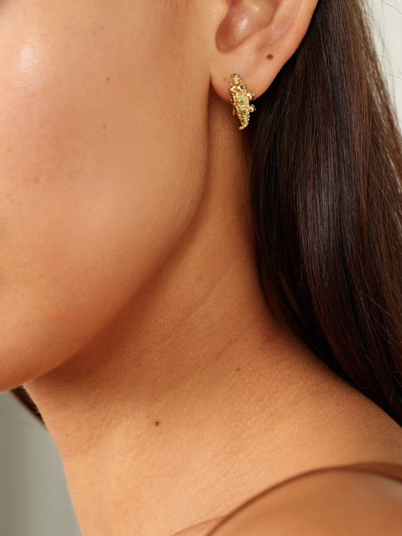 Yvonne Léon 9-karat gold, tsavorite and diamond earring Gold outlook