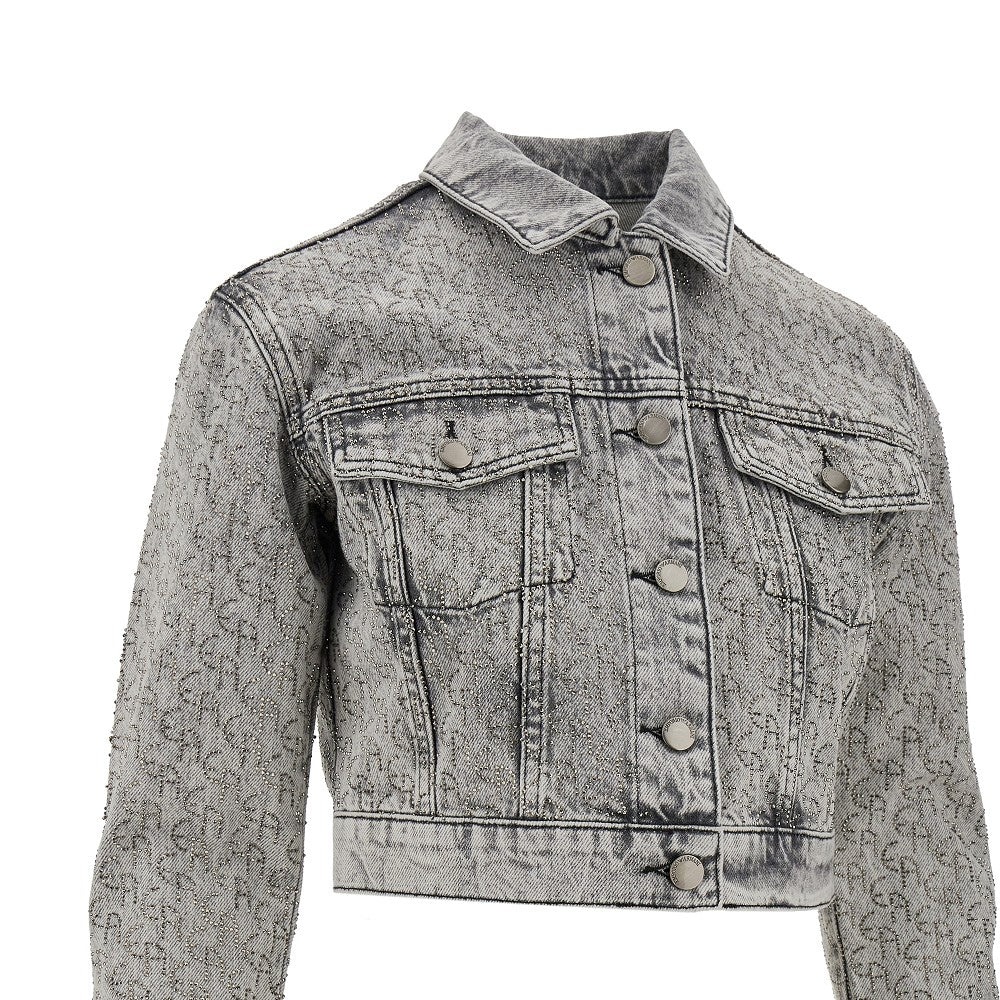 STRASS LOGO DENIM JACKET - 2