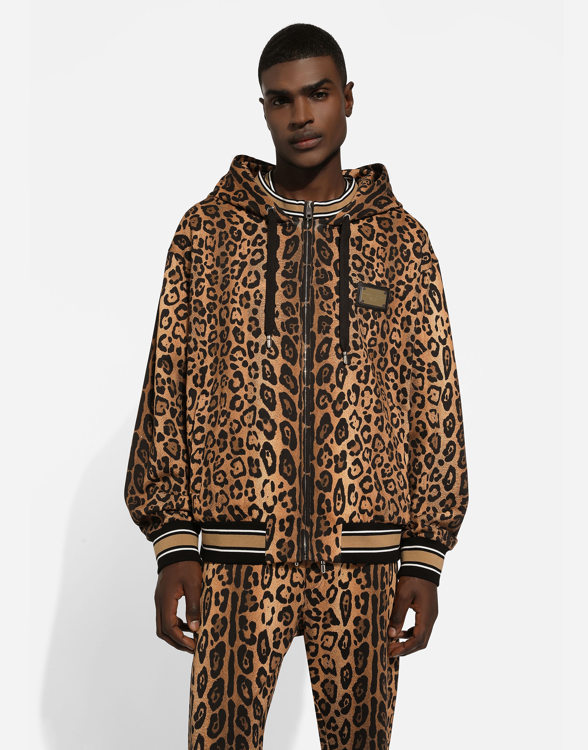 Hoodie with leopard-print Crespo and tag - 4