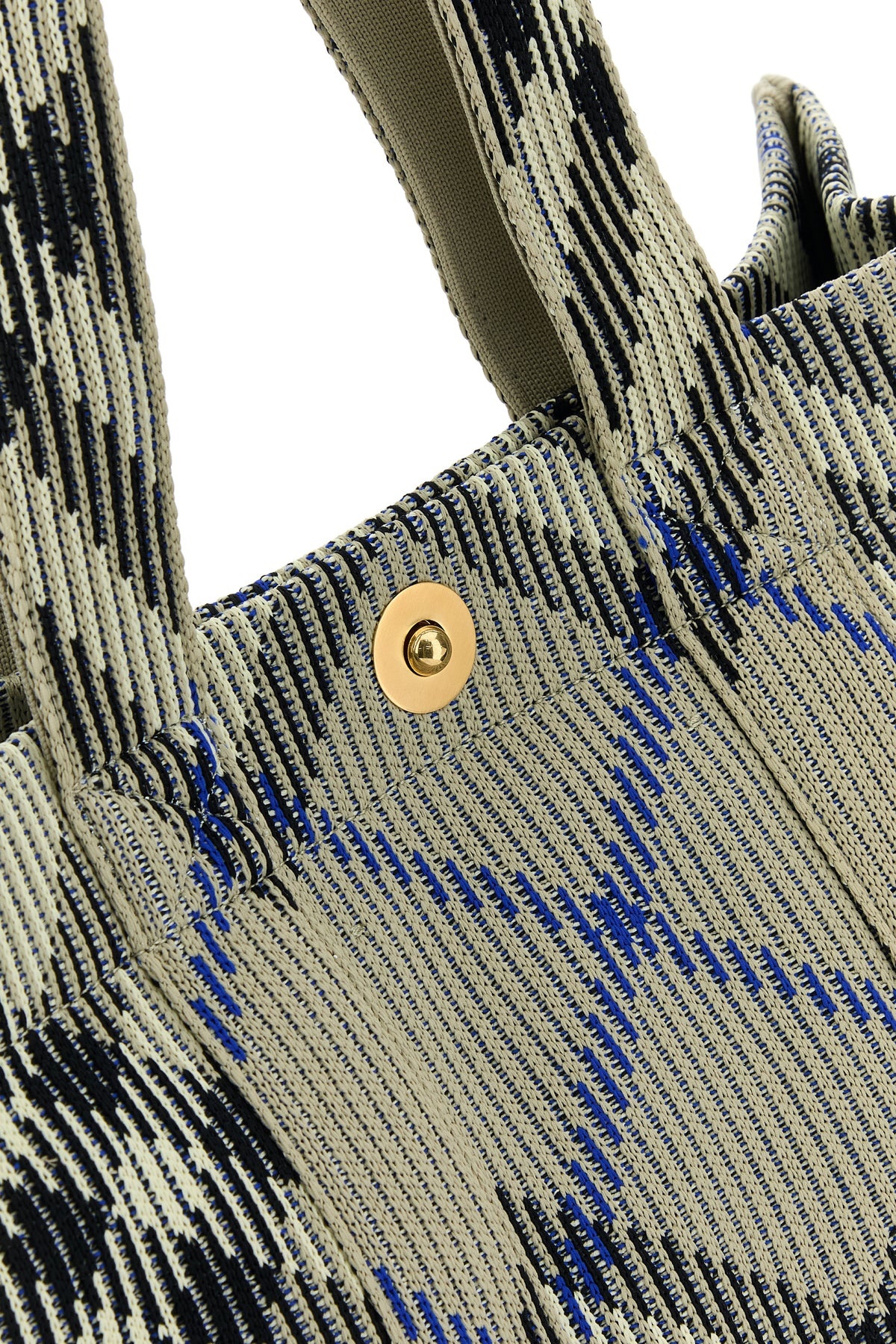 Embroidered canvas medium Check shopping bag - 4