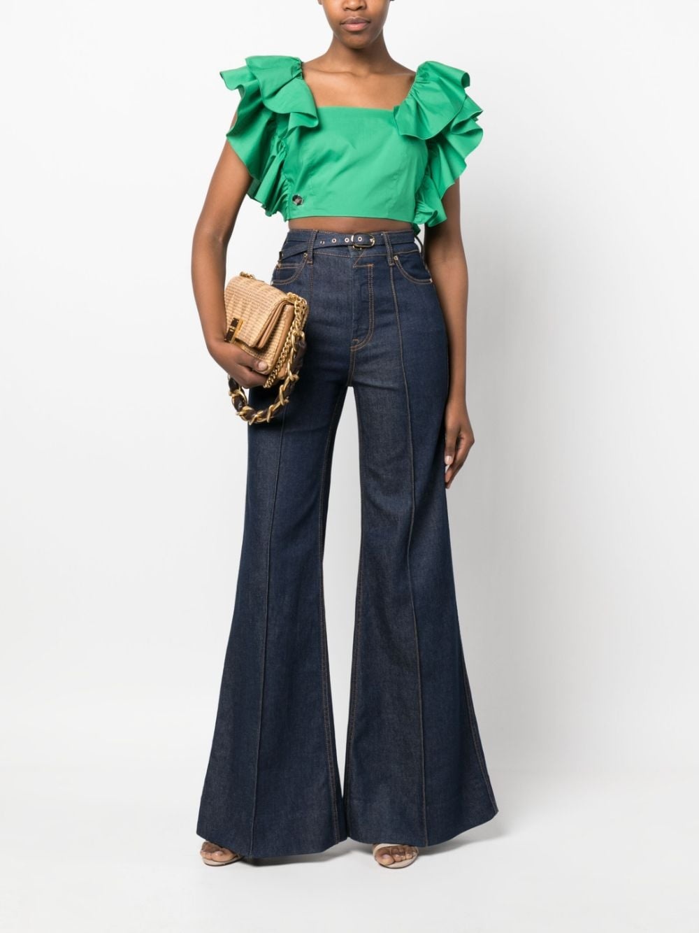 Volant ruffled cropped top - 2