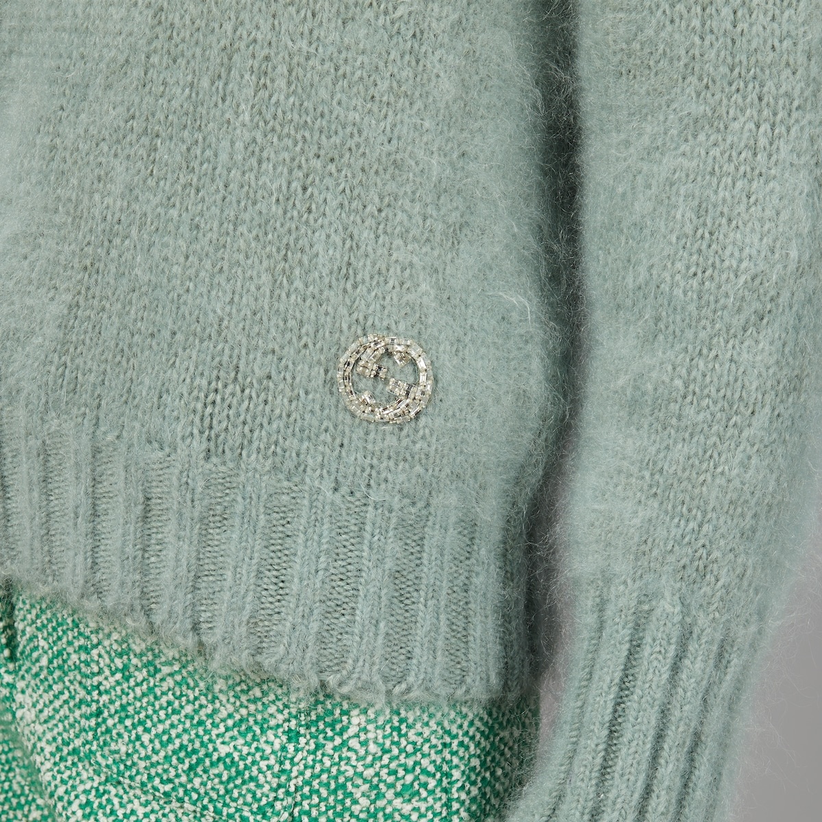 Wool mohair sweater with crystal G - 3