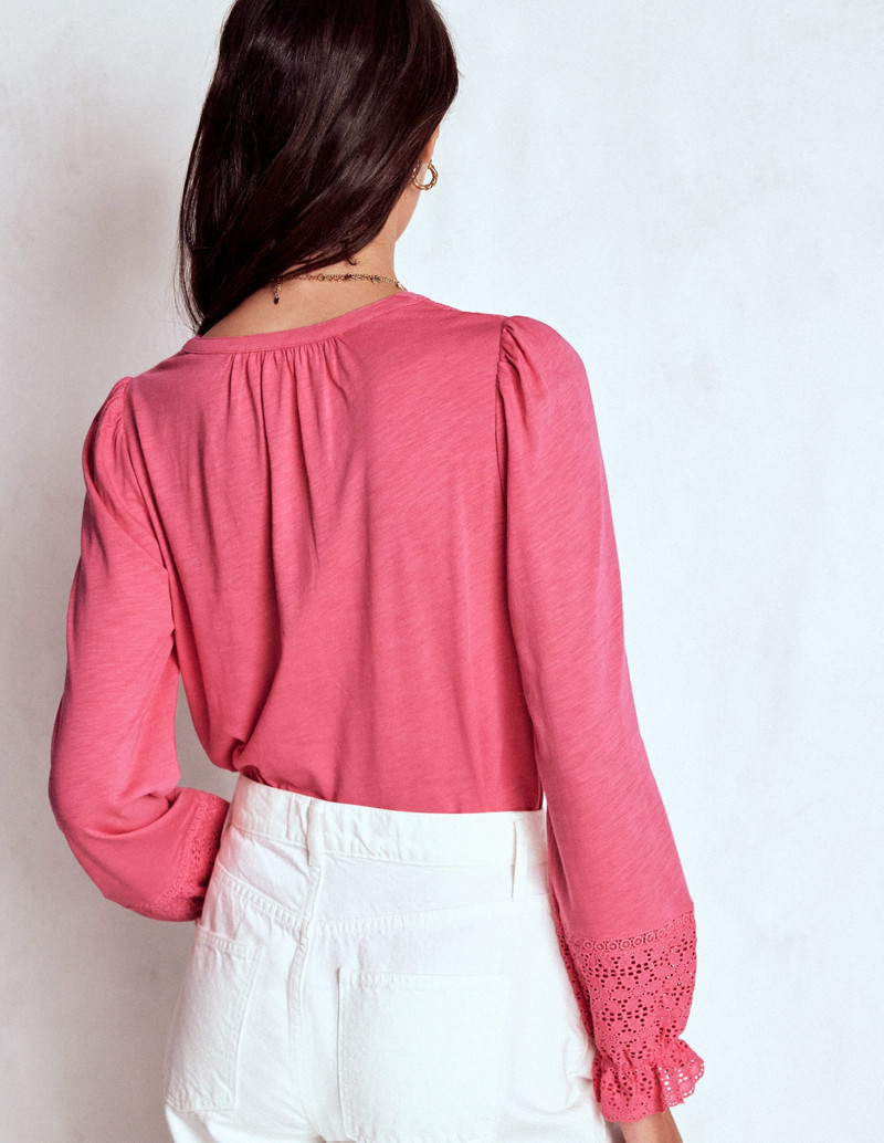 Pippa Broderie Jersey Shirt-Rose Pink 4