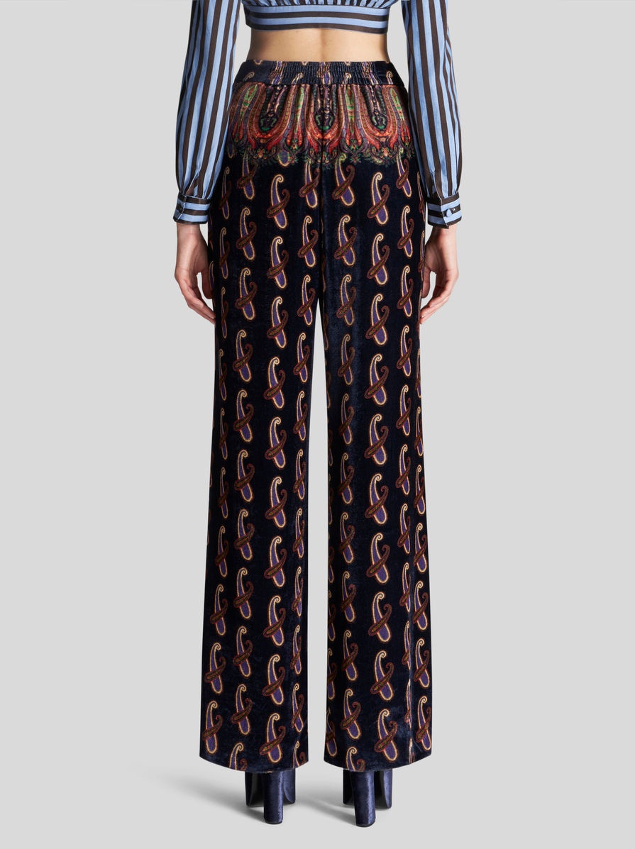 PAISLEY VELVET PALAZZO TROUSERS - 5