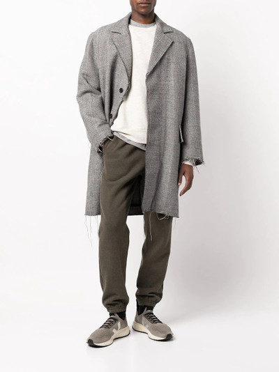 John Elliott striped frayed mid-length coat outlook