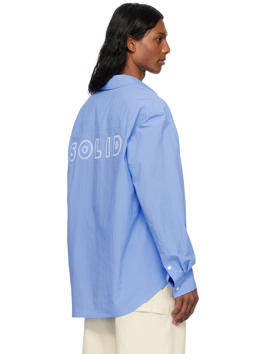Blue 'Solid' Back Logo Applique Shirt - 3