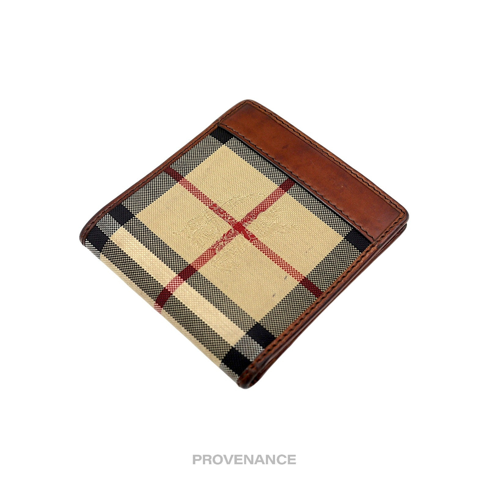 Burberry Nova Check Canvas Bifold Wallet - Brown Leather - 8