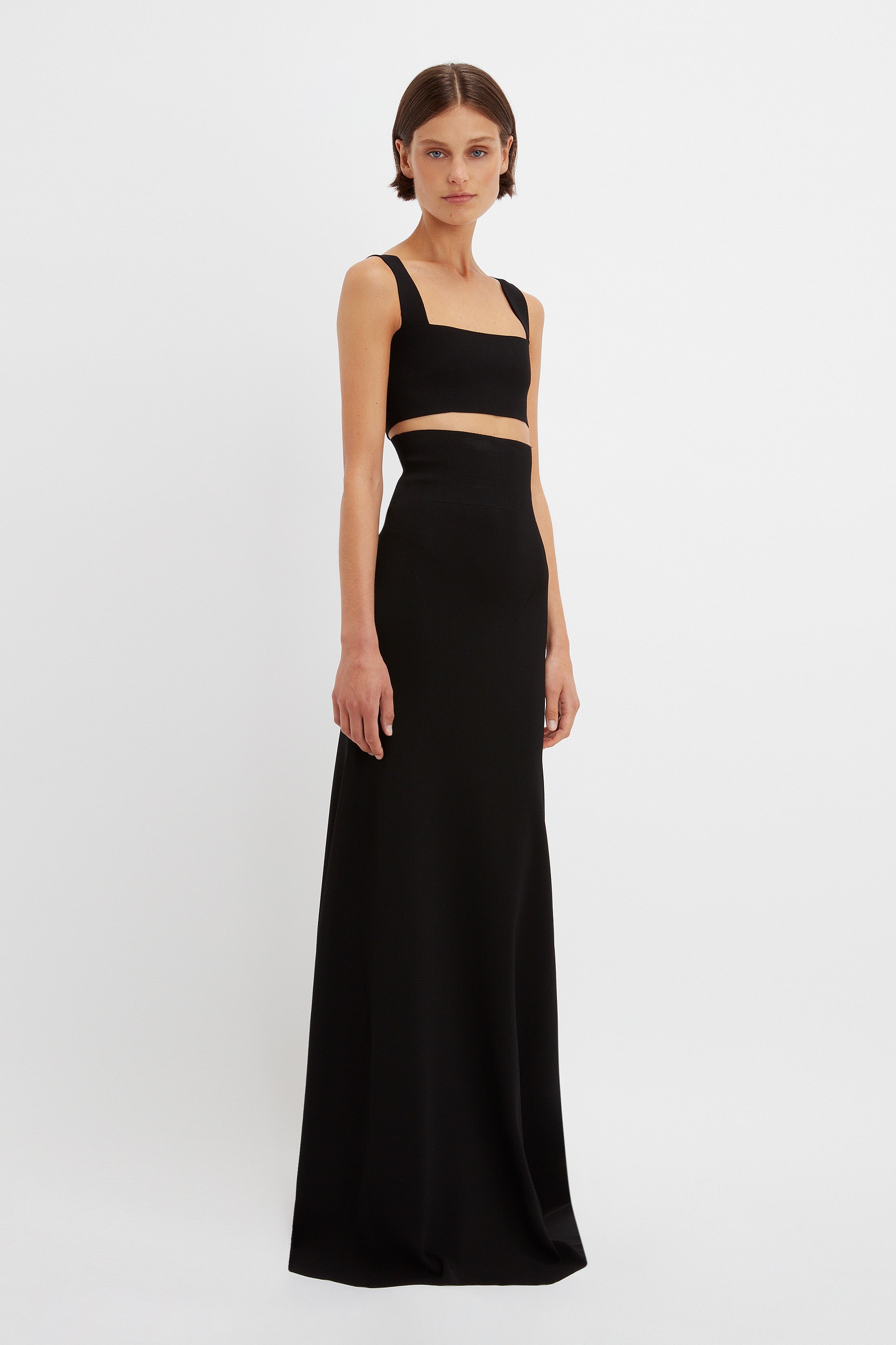 Floor-Length Knitted Skirt In Black - 4