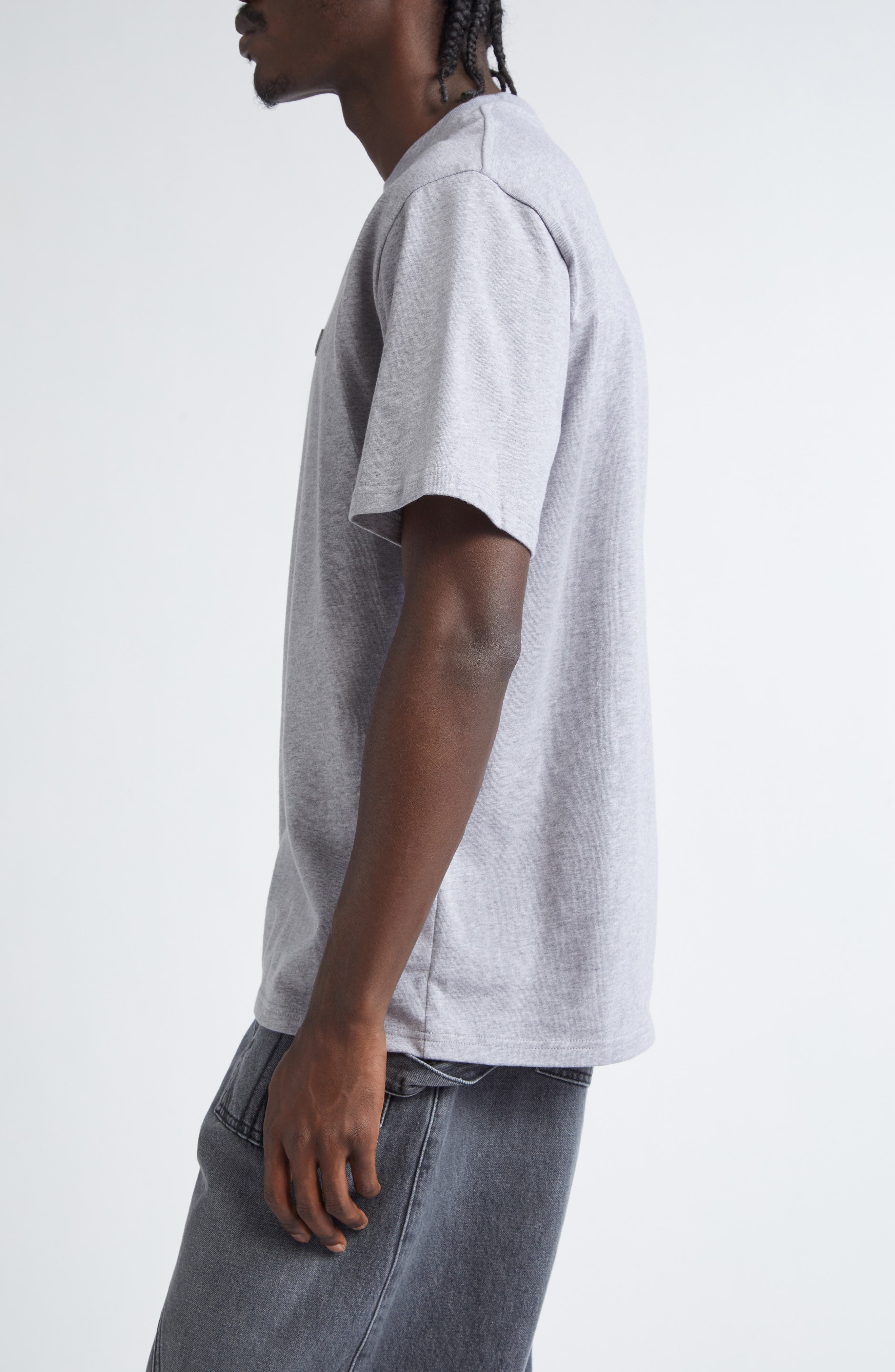 JW Anderson Embroidered Logo Cotton T-Shirt in Grey Melange at Nordstrom - 4