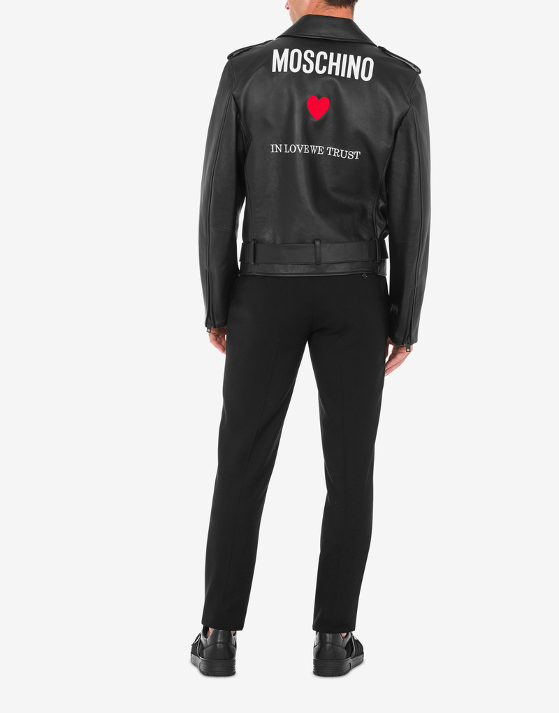 IN LOVE WE TRUST NAPPA LEATHER BIKER JACKET 3