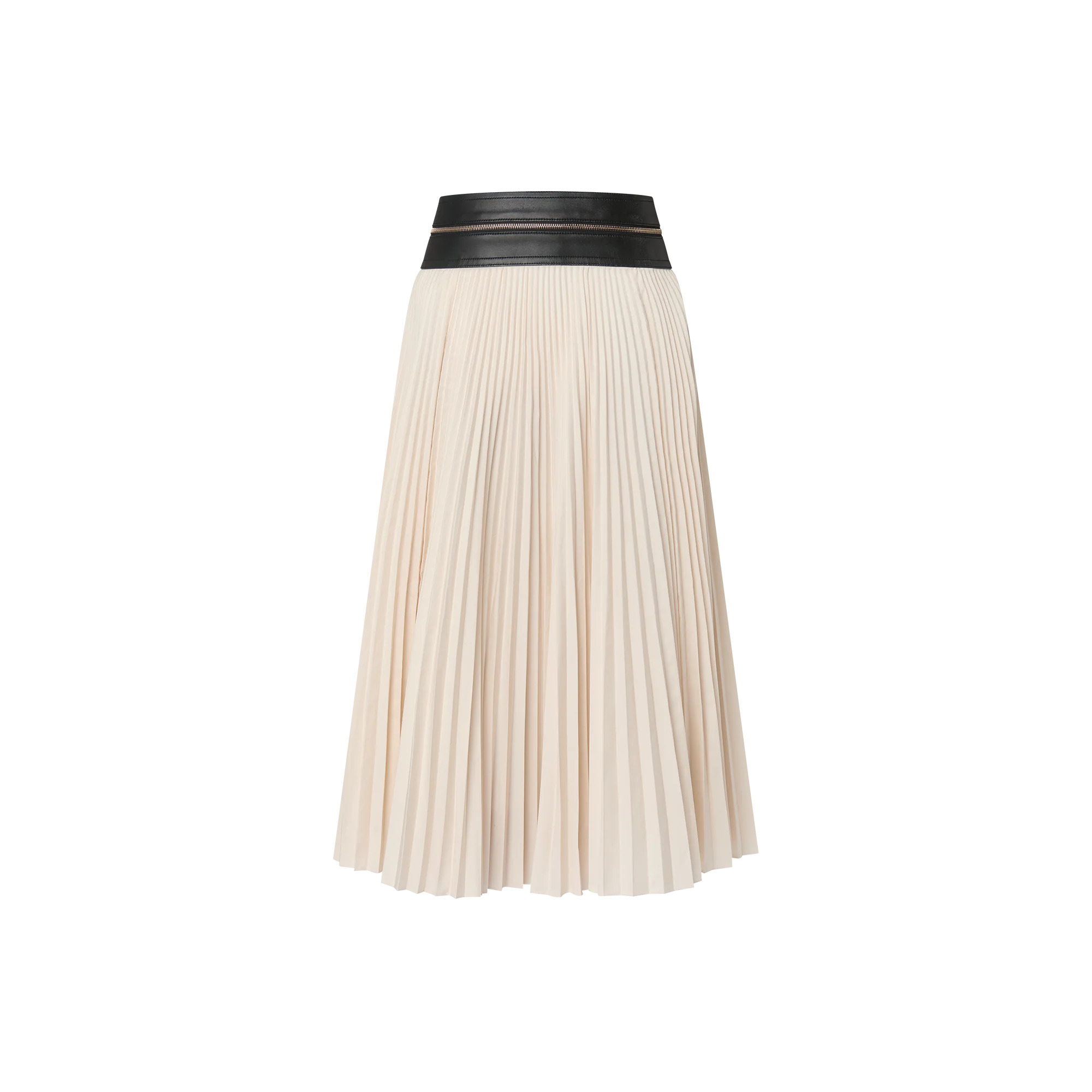 Leather Waist Pleated Maxi Skirt - 3