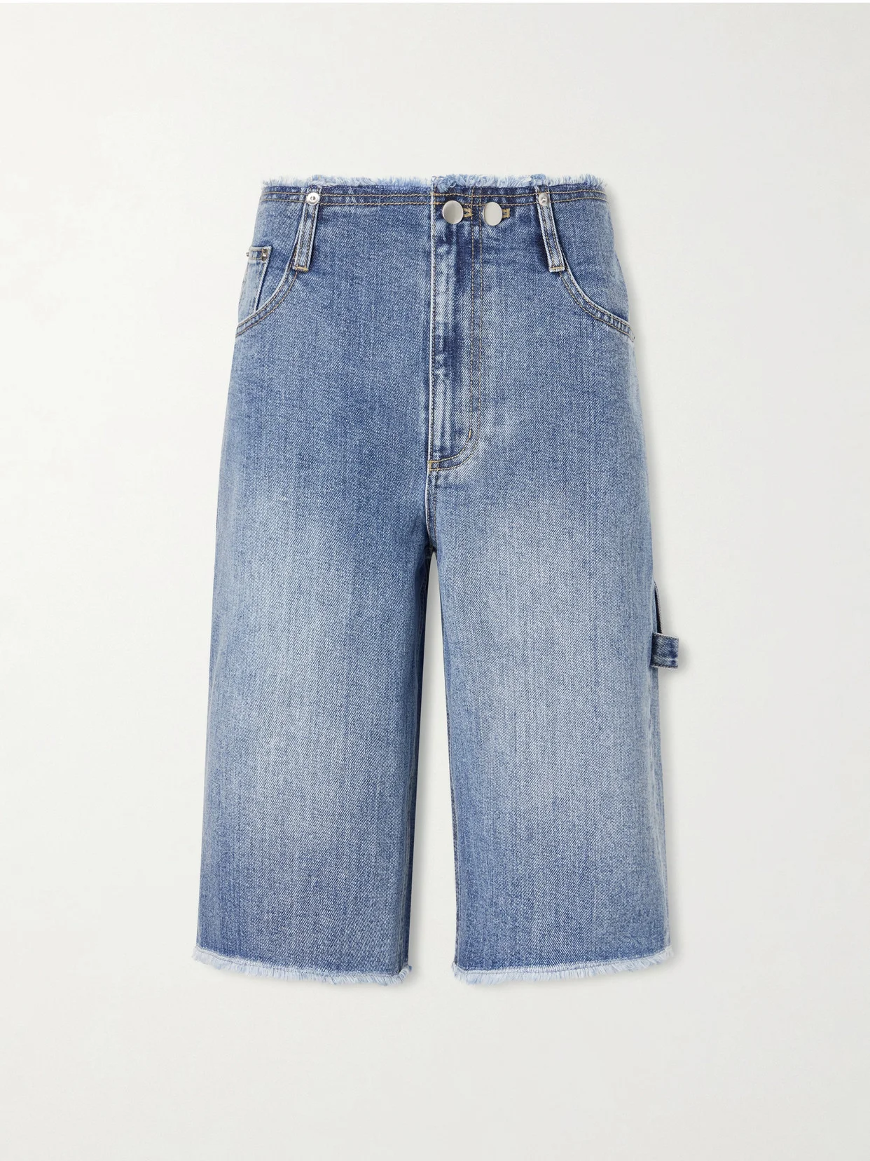 Mid-rise Denim Straight-leg Shorts - 1