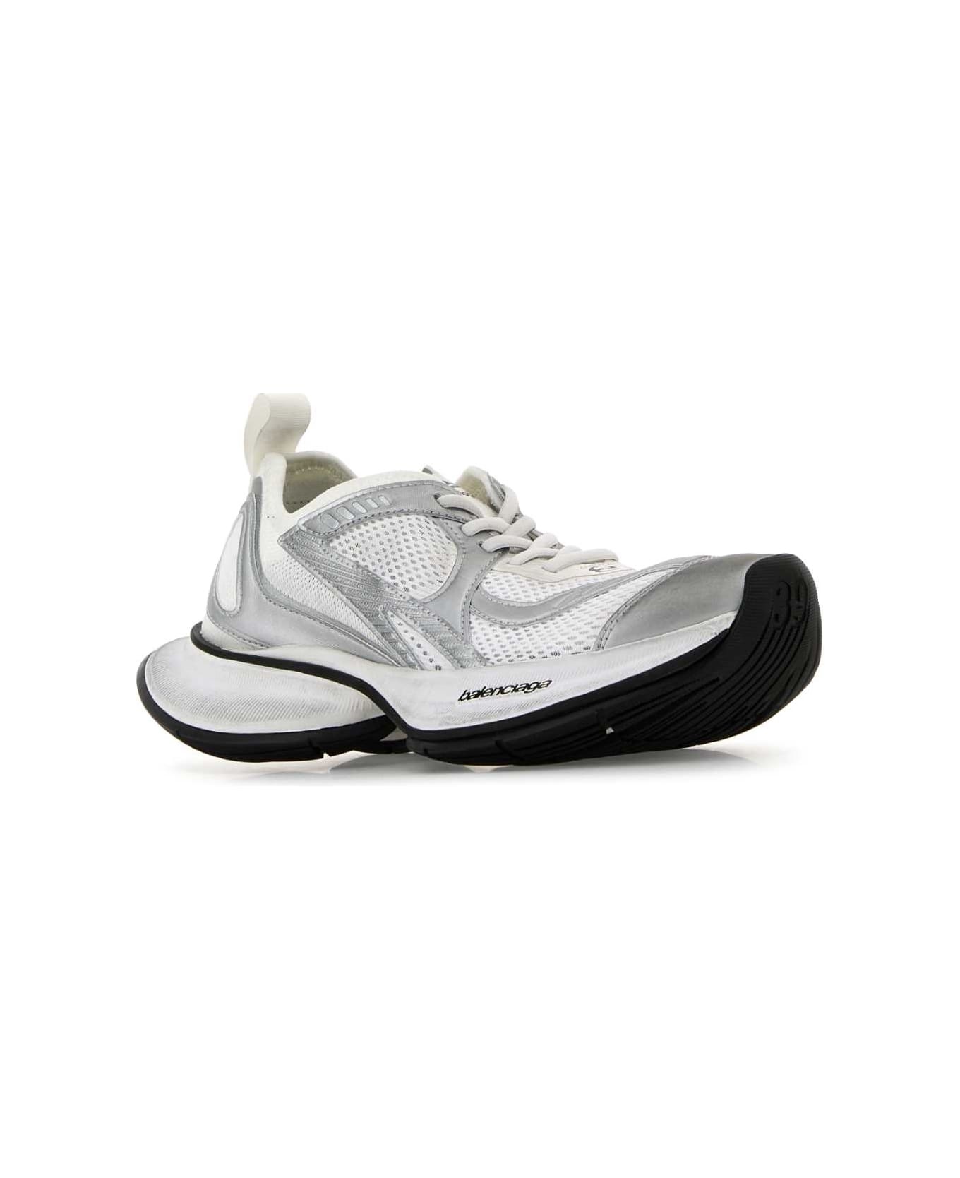 Two-tone Mesh And Fabric Circuit Sneakers - 2