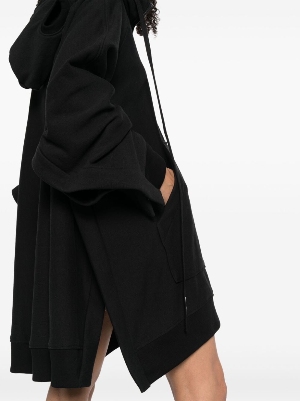 panelled zipped cotton hoodie - 7