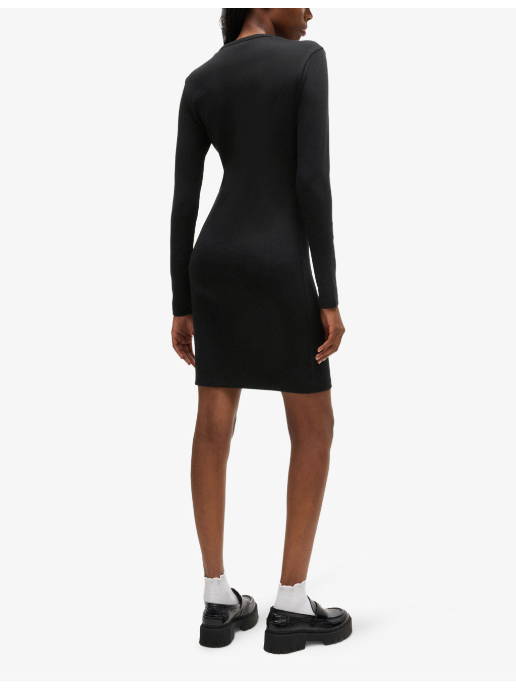 Brand-embroidered slim-fit stretch cotton-blend mini dress - 4