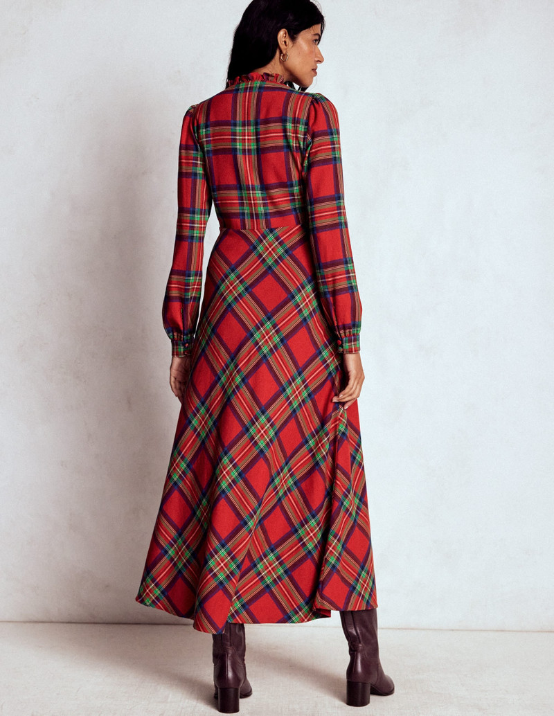 Cassie Check Tea Dress-Red, Blue and Green Check 5