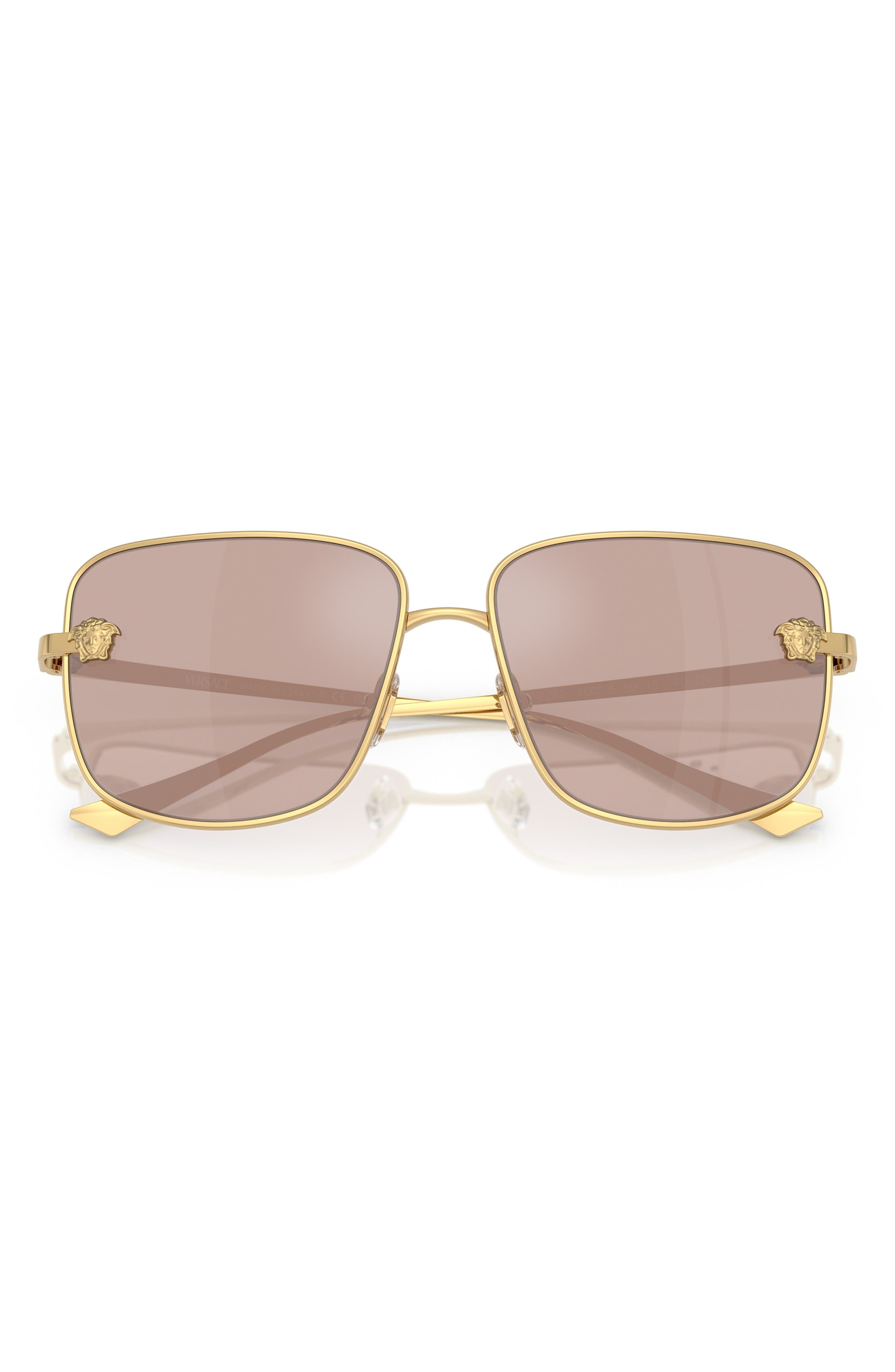 Versace 59mm Mirrored Square Sunglasses in Gold/Light Pink Mirror Silver at Nordstrom - 4