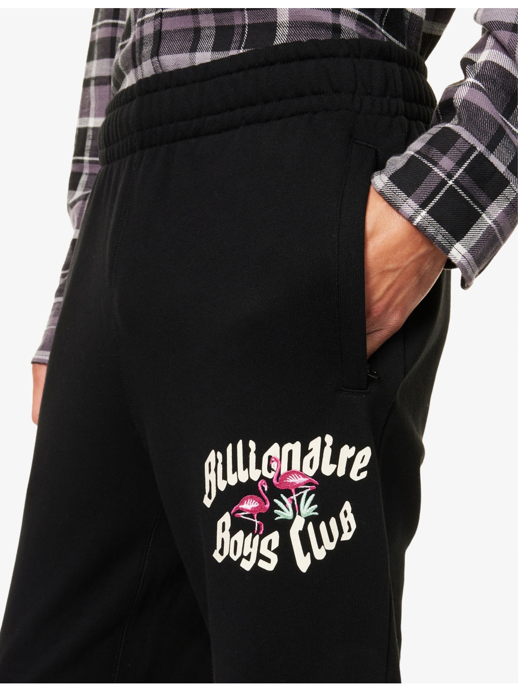 Flamingo Elasticated-Cuffs Cotton-Jersey Jogging Bottoms - 5