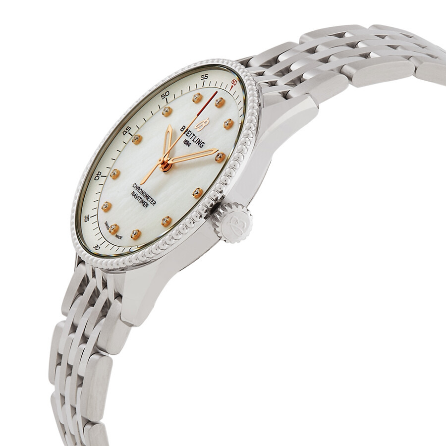 Breitling Navitimer Quartz Diamond White Mother of Pearl Dial Ladies Watch A77320E61A2A1 - 2