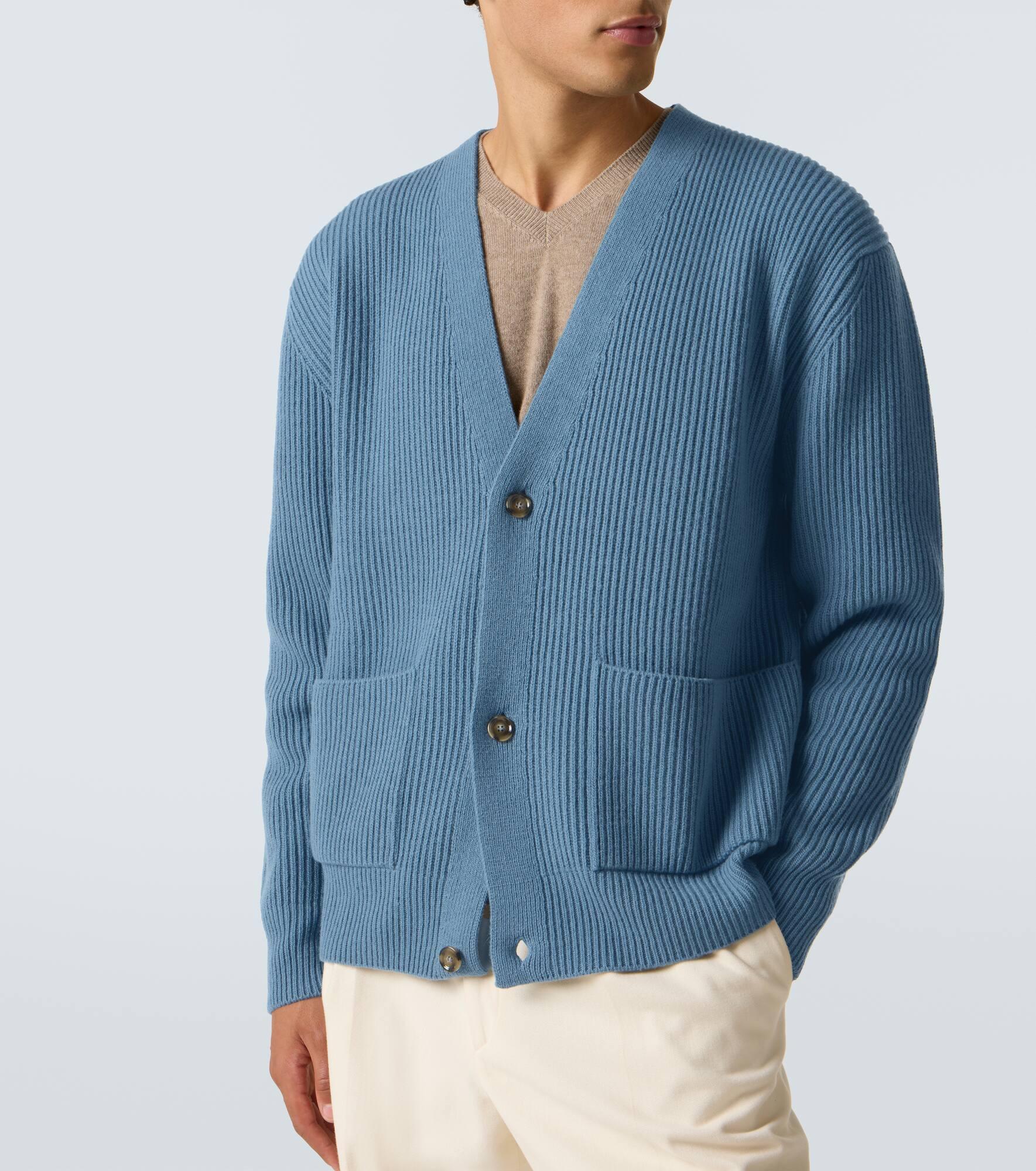 Ribbed-knit wool and cashmere cardigan - 5
