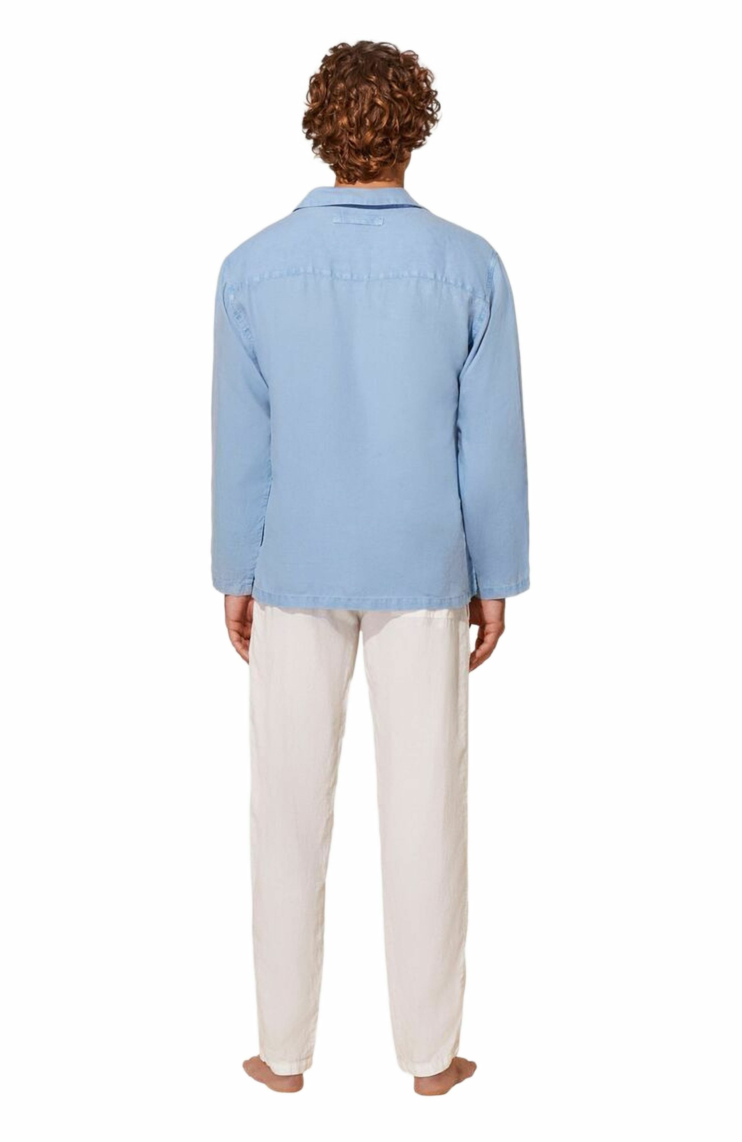 Vilebrequin Men's Linen Mineral Dye Shirt in Source at Nordstrom - 4