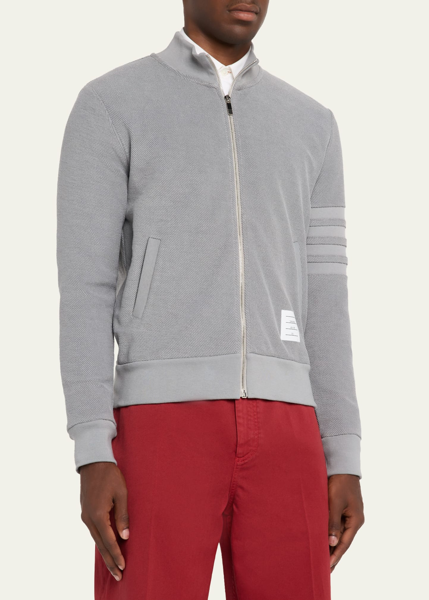 Men's Cotton 4-Bar Stripe Full-Zip Sweater - 4