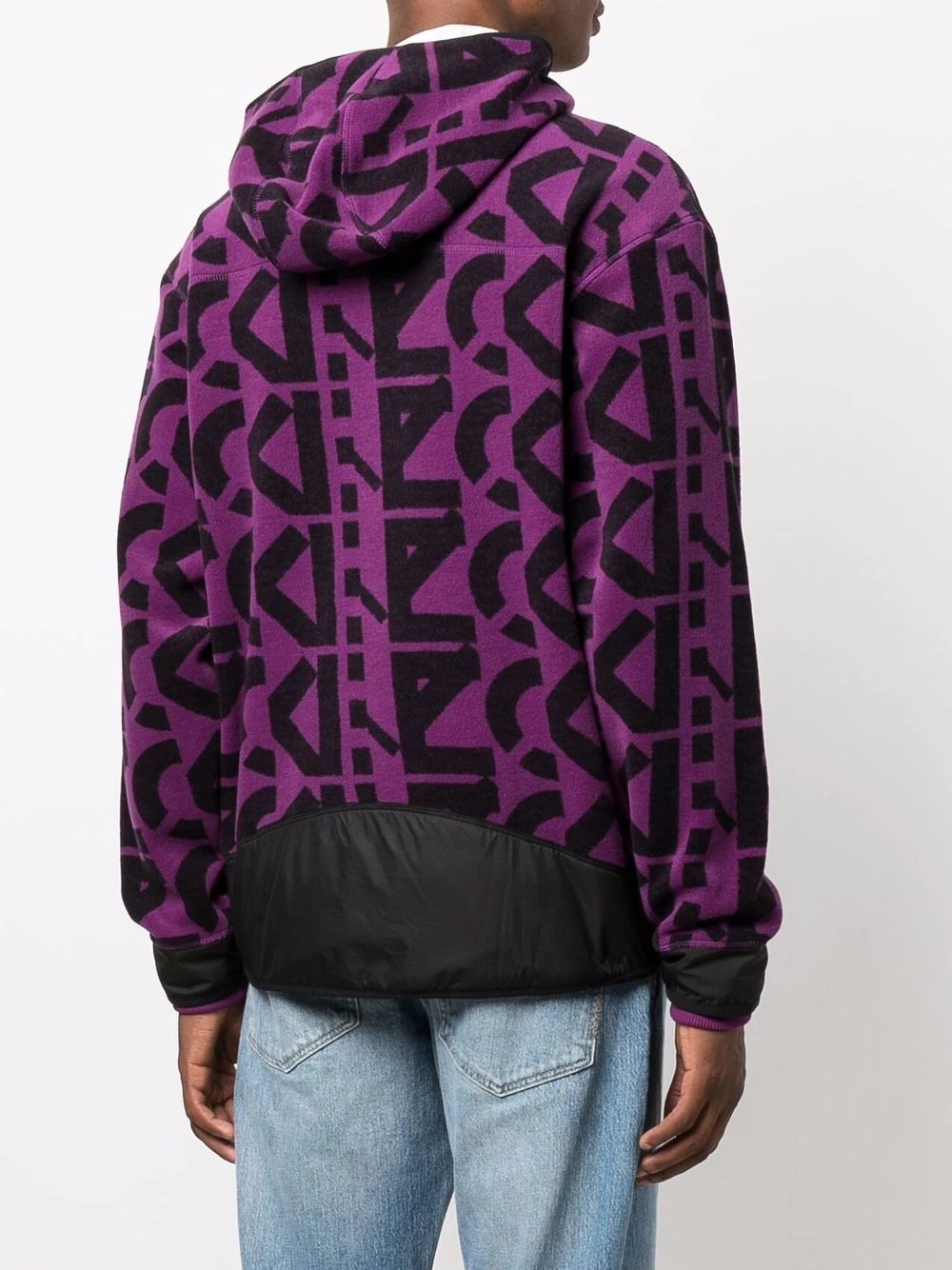 logo-print zipped  fleece hoodie - 4